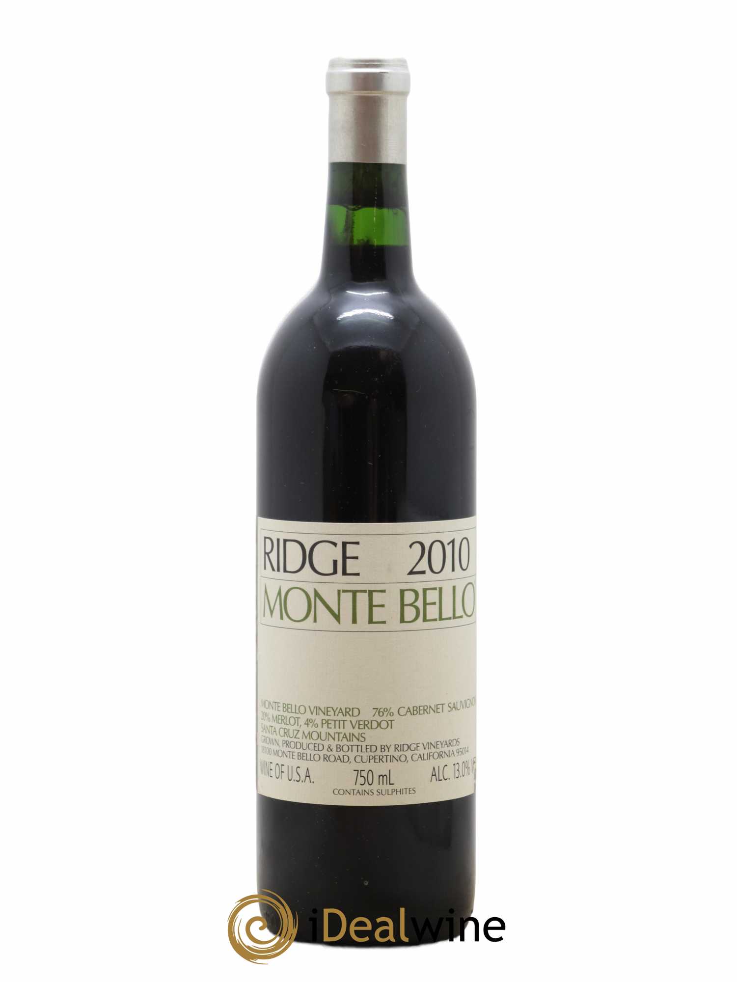 Santa Cruz Mountains Monte Bello Ridge Vineyards 2010 - Lot de 1 bouteille - 0