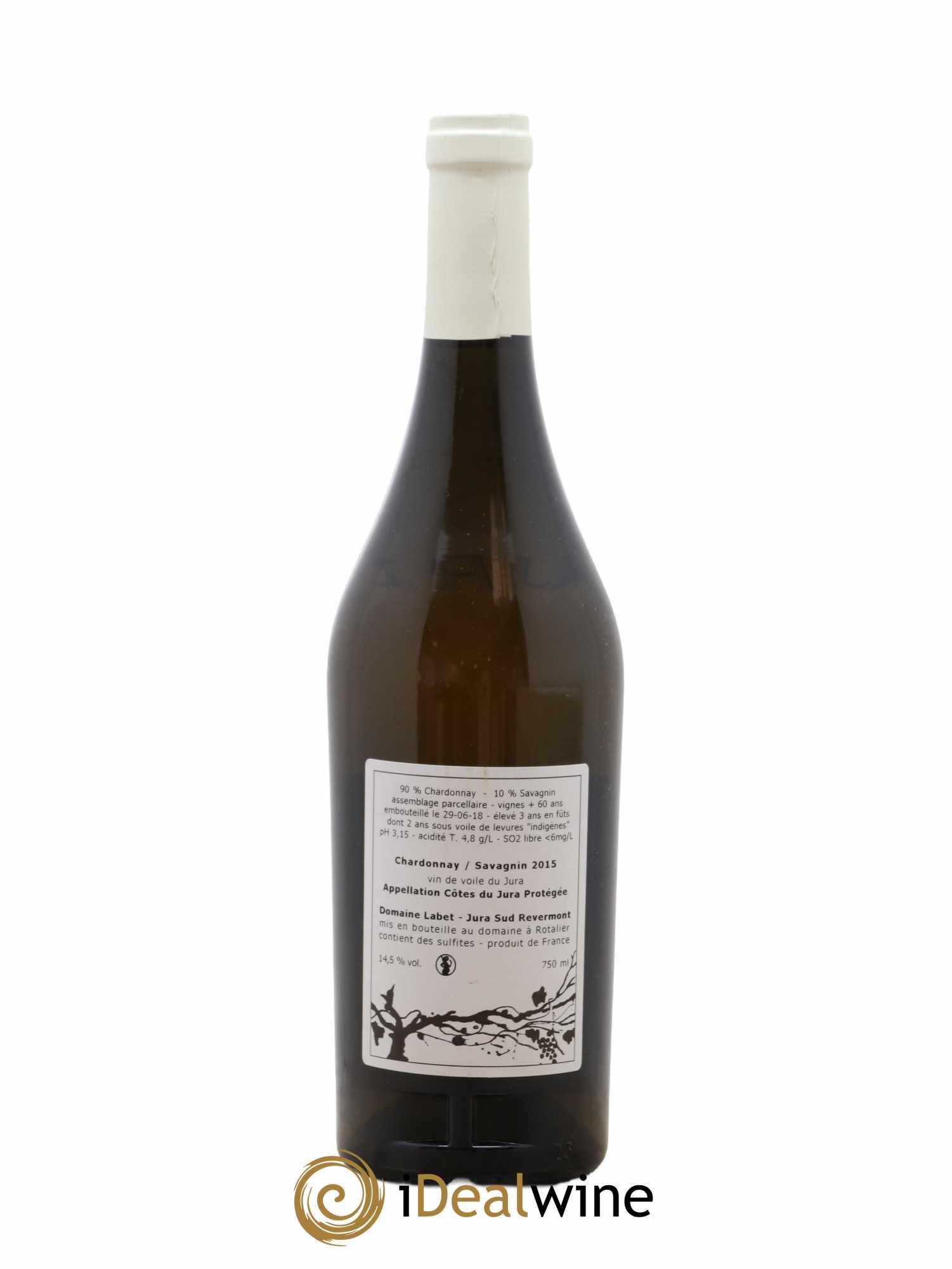 Côtes du Jura Vin de Voile Chardonnay-Savagnin cuvée de garde Romain - Julien - Charline Labet 2015 - Lot de 1 bouteille - 1