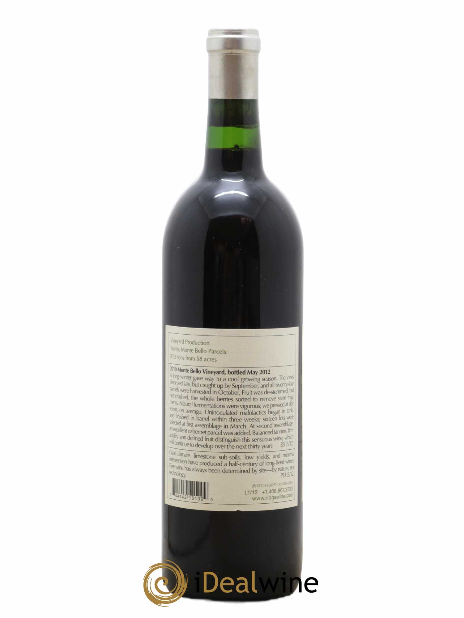Santa Cruz Mountains Monte Bello Ridge Vineyards 2010 - Posten von 1 Flasche - 1