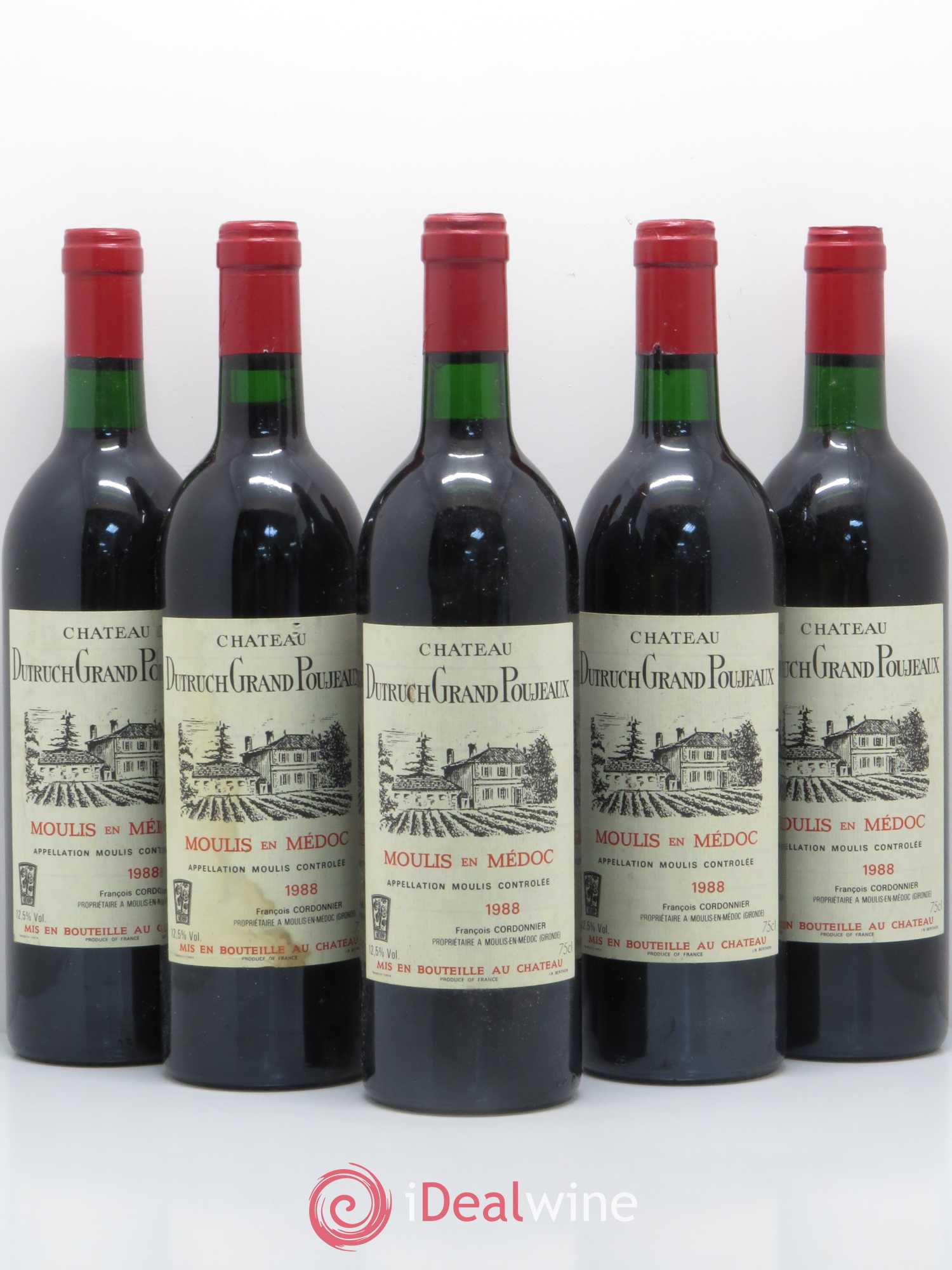 Château Dutruch Grand Poujeaux Cru Bourgeois 1988 - Lot de 5 bouteilles - 0
