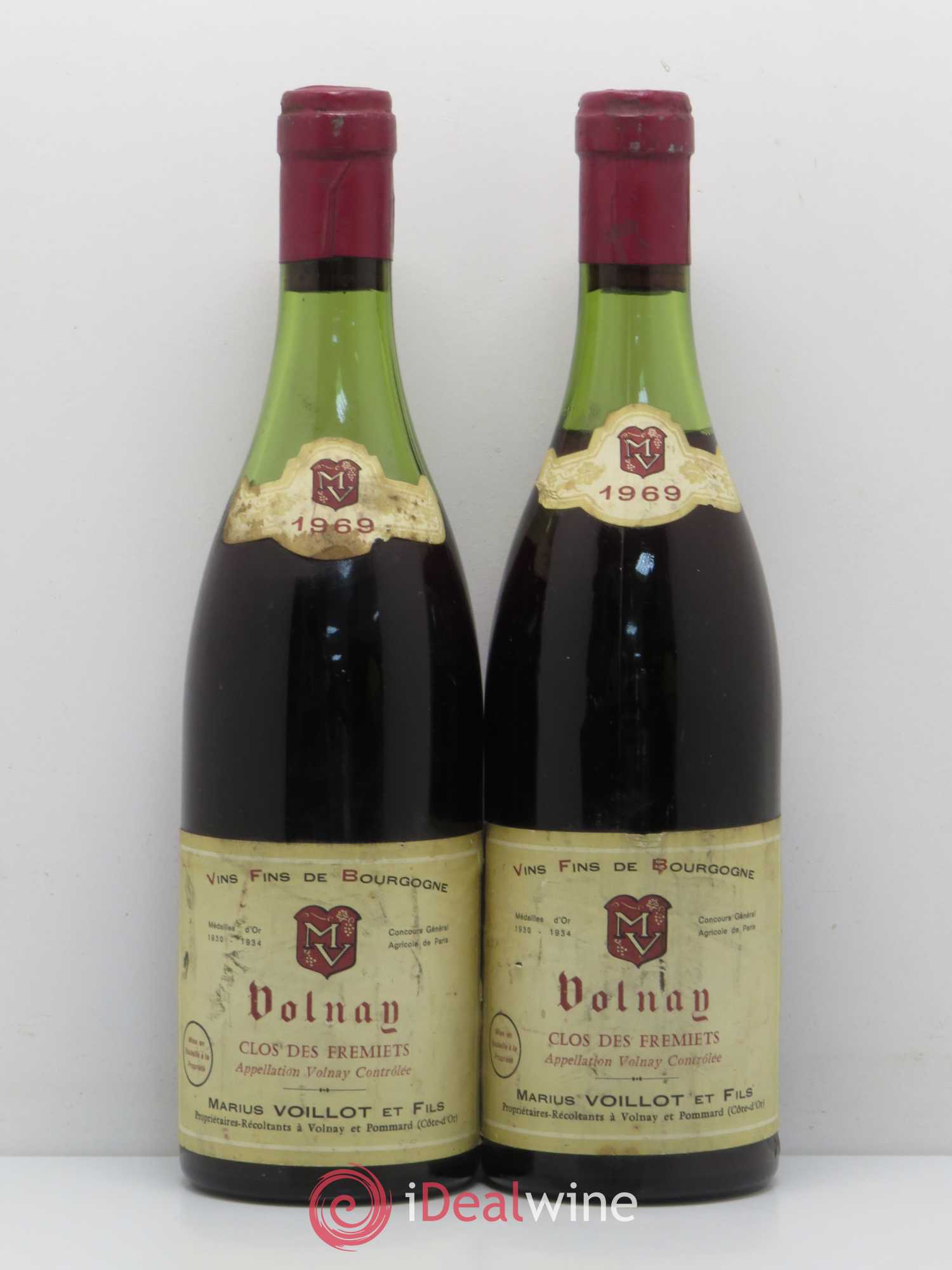 Volnay Clos des Frémiets Marius Voillot 1969 - Posten von 2 Flaschen - 0