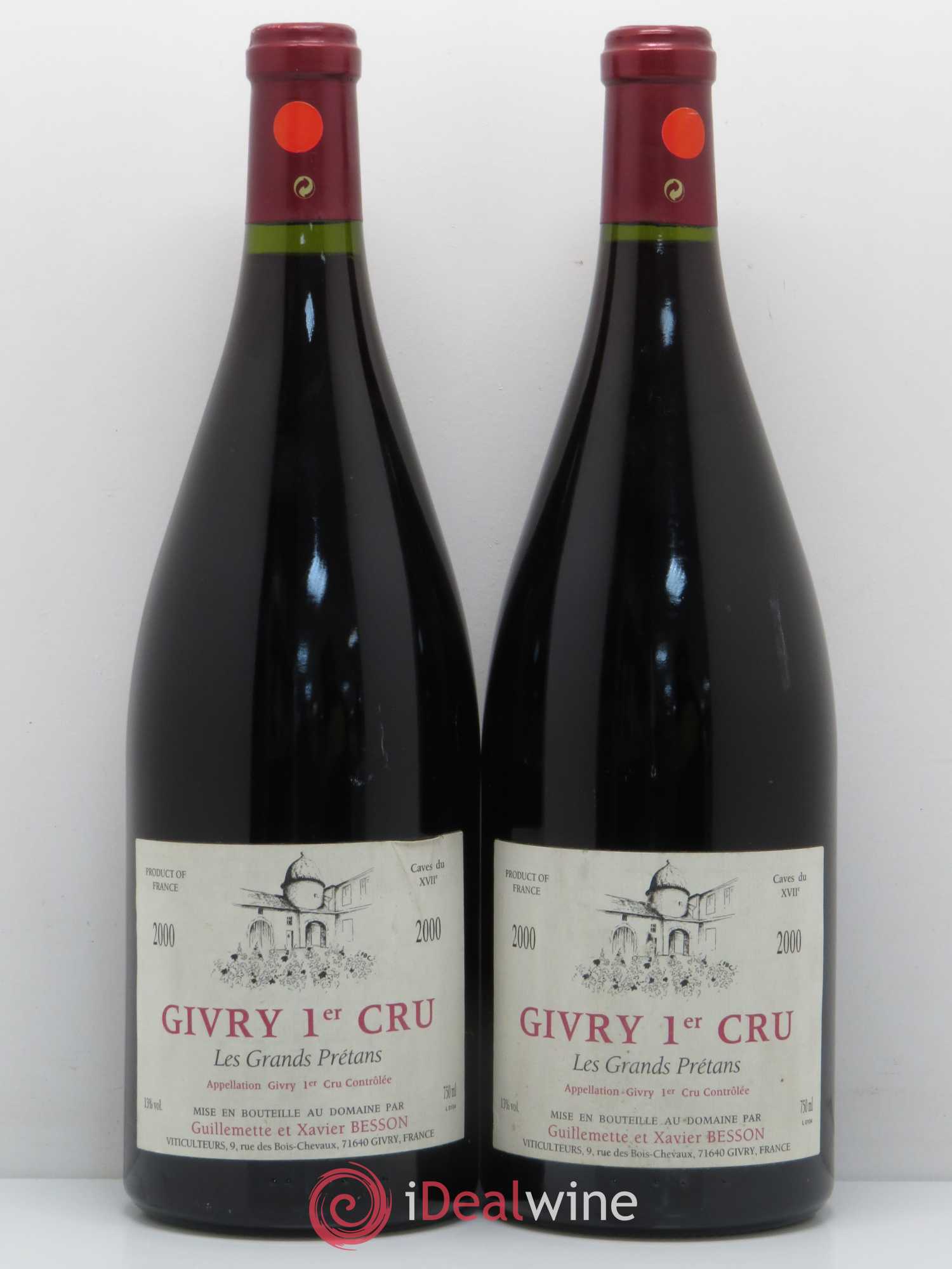 Givry 1er Cru Les Grands Pretans Guillemette et Xavier Besson 2000 - Posten von 2 Magnum - 0