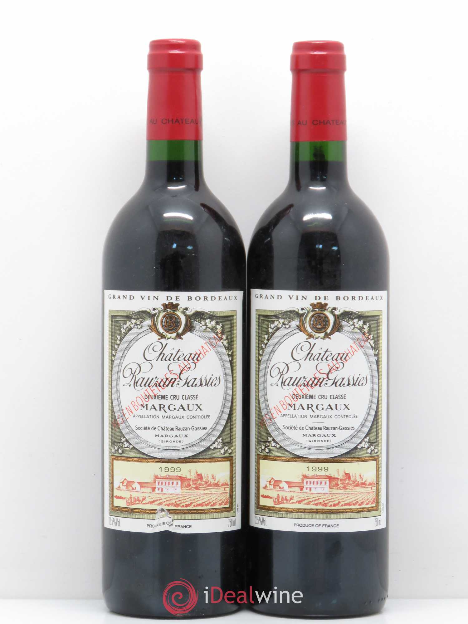 Château Rauzan-Gassies 2ème Grand Cru Classé 1999 - Lot de 2 bouteilles - 0