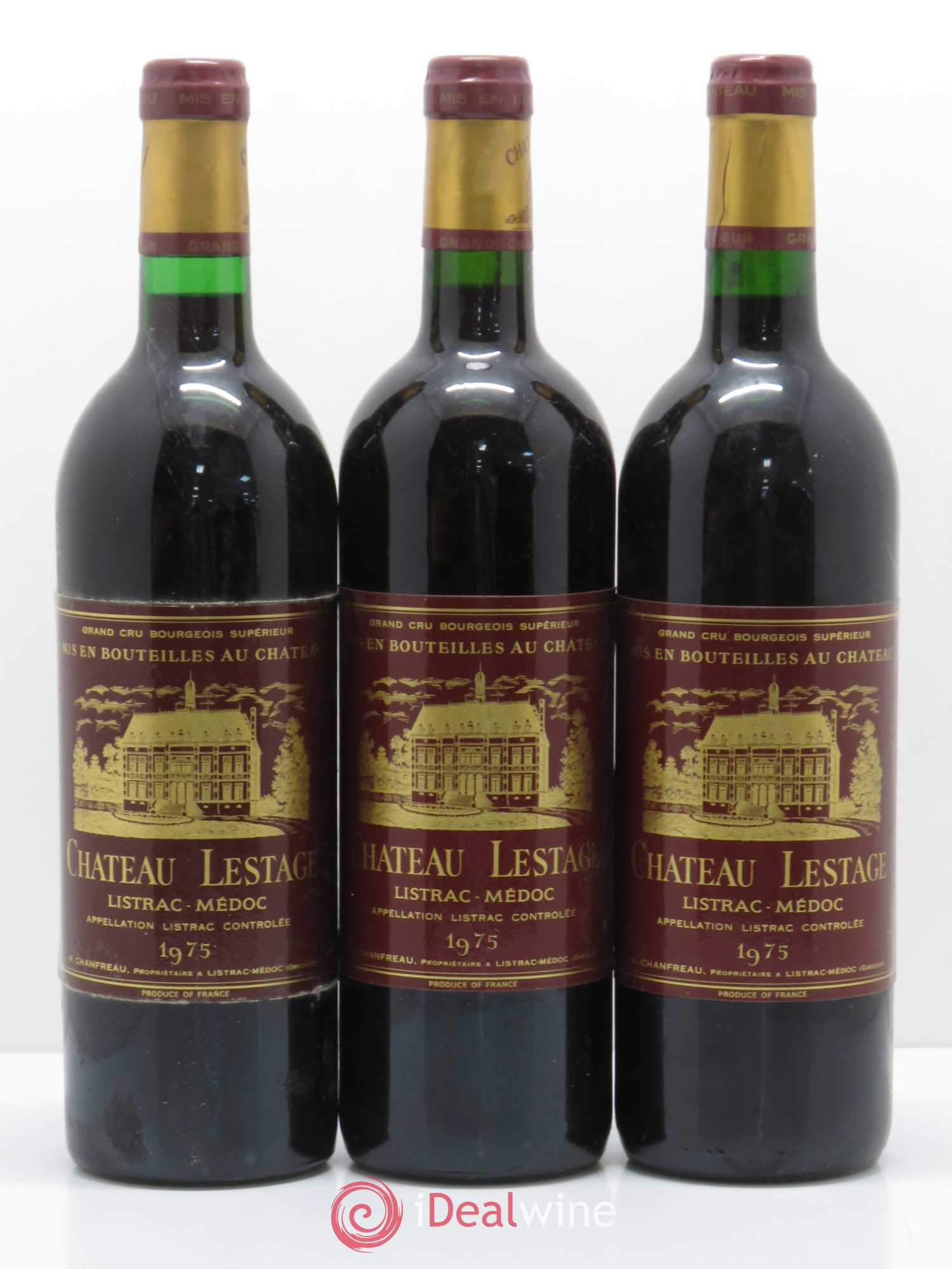 Château Lestage Cru Bourgeois 1975 - Lot de 3 bouteilles - 0