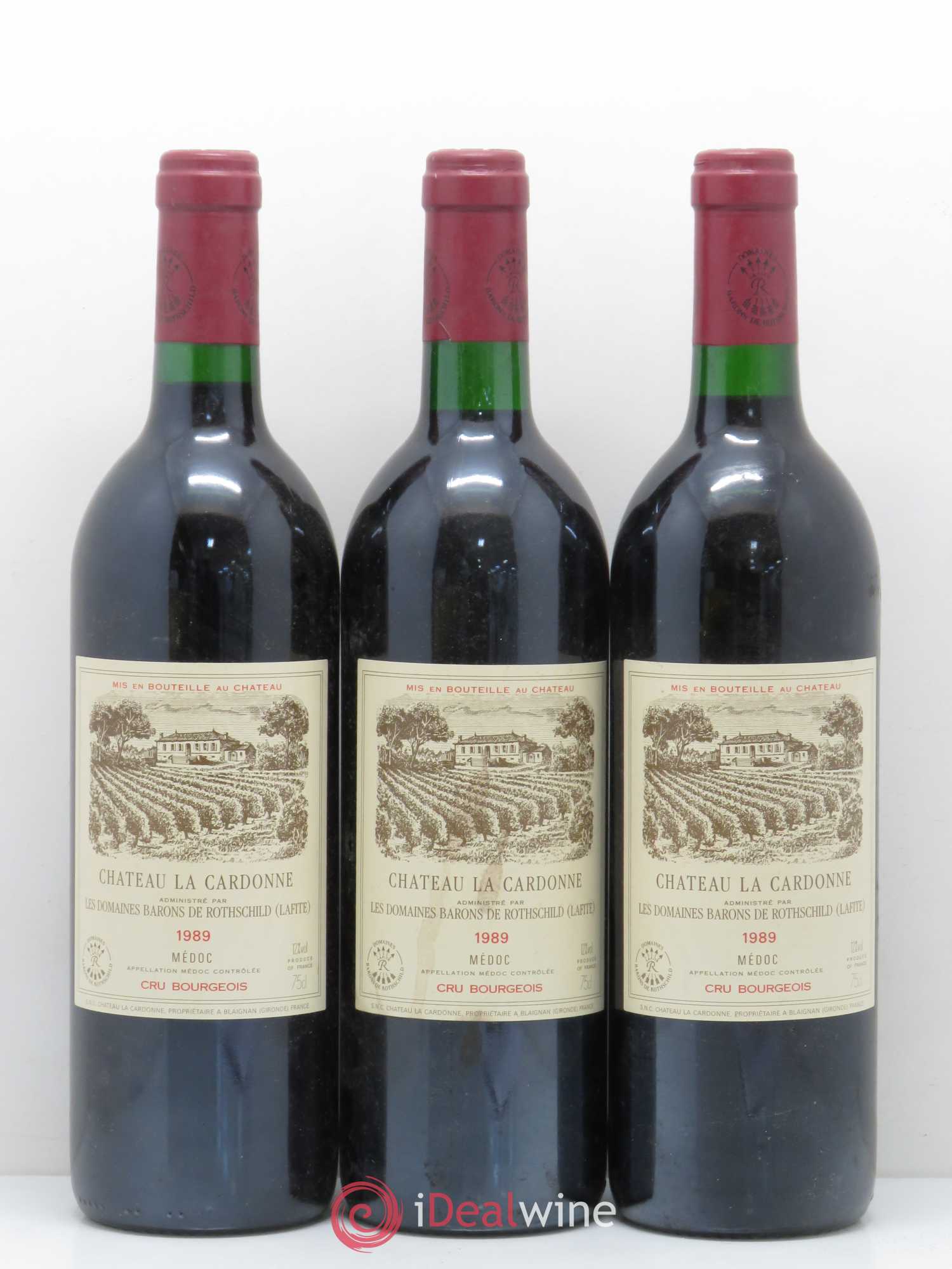 Château la Cardonne Cru Bourgeois 1989 - Lot de 3 bouteilles - 0