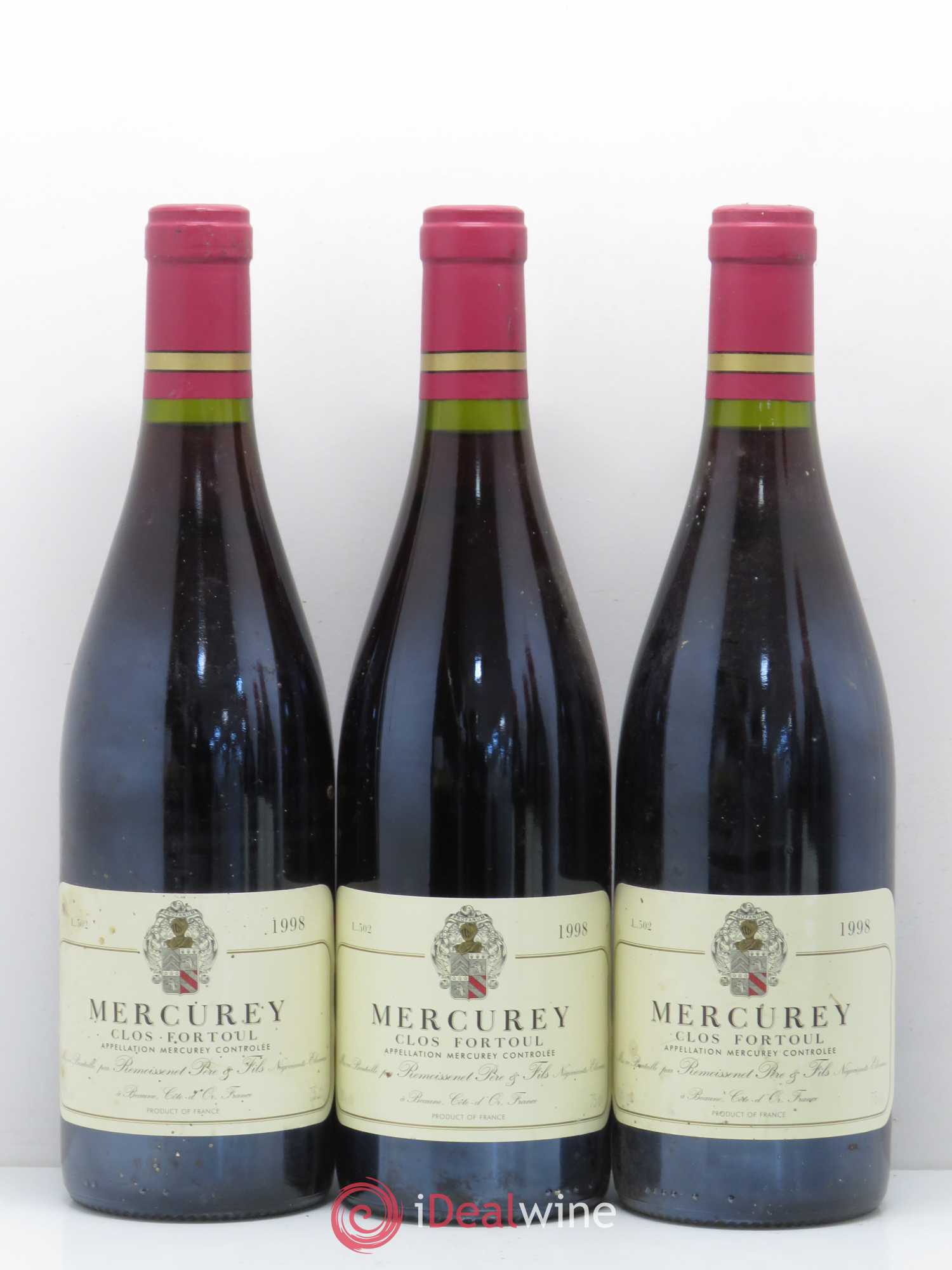 Mercurey Clos Fortoul Remoissenet Pere Et Fils 1998 - Posten von 6 Flaschen - 1