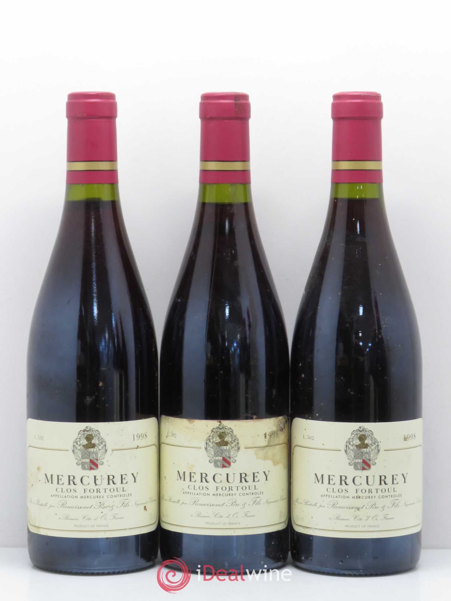 Mercurey Clos Fortoul Remoissenet Pere Et Fils 1998 - Posten von 6 Flaschen - 2