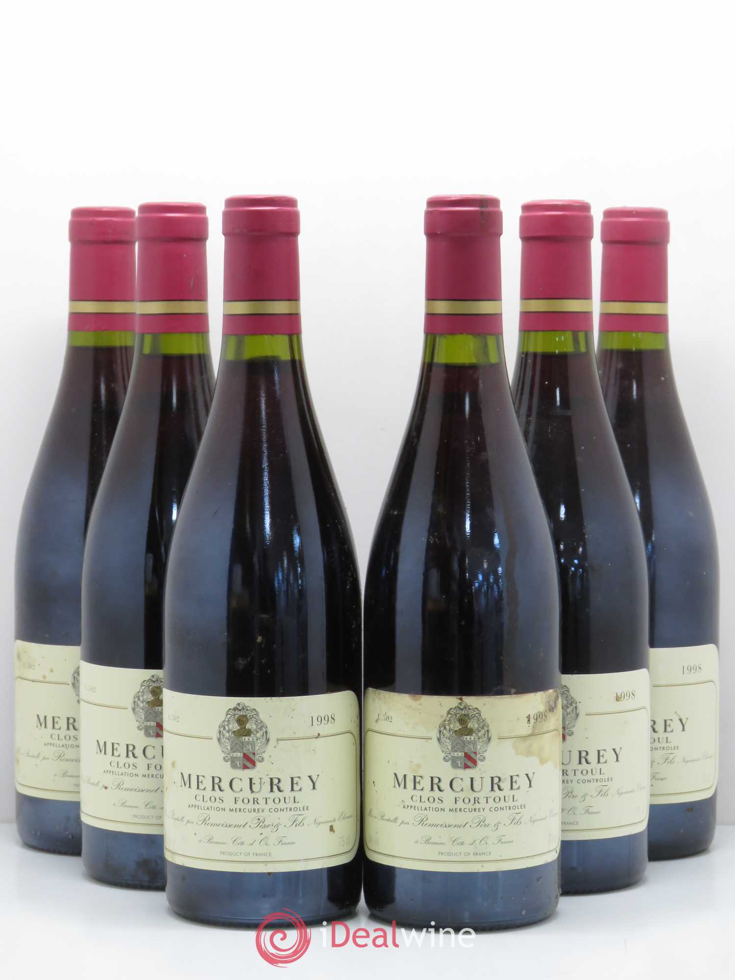 Mercurey Clos Fortoul Remoissenet Pere Et Fils 1998 - Posten von 6 Flaschen - 0