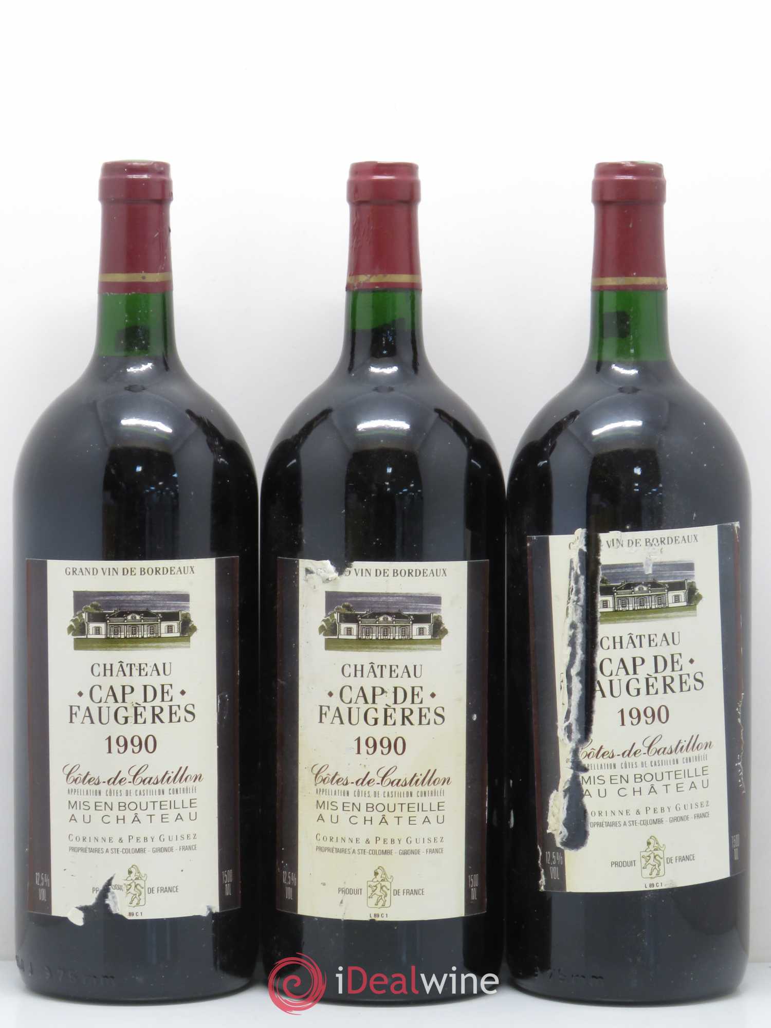 Faugères Chateau Cap De 1990 - Posten von 3 Magnum - 0