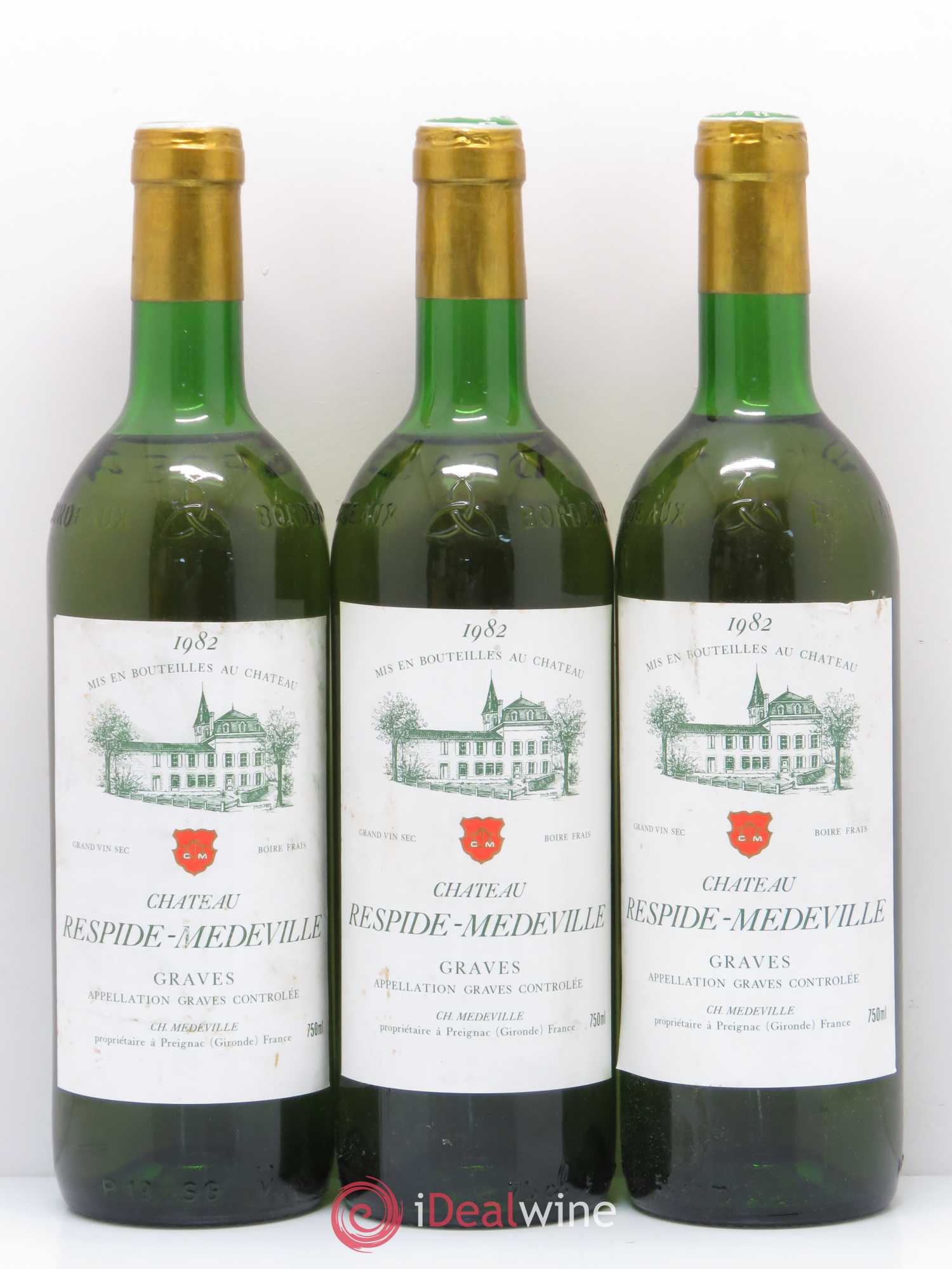 Château Respide Médeville 1982 - Lot de 3 bouteilles - 0