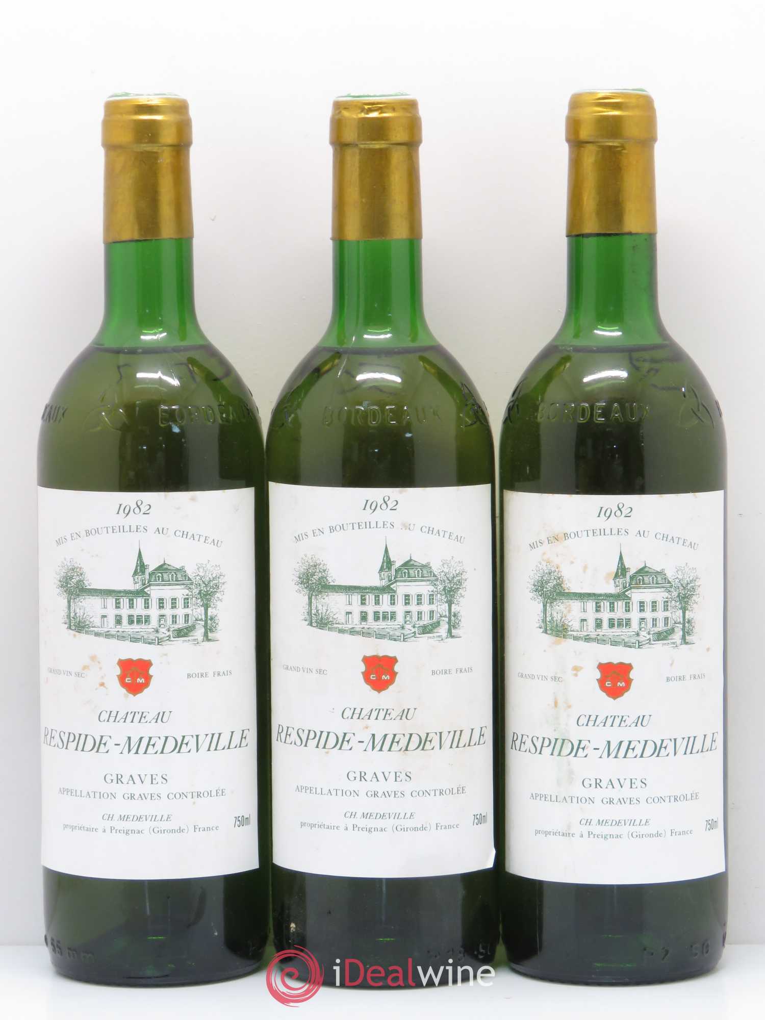 Château Respide Médeville 1982 - Lot de 3 bouteilles - 0