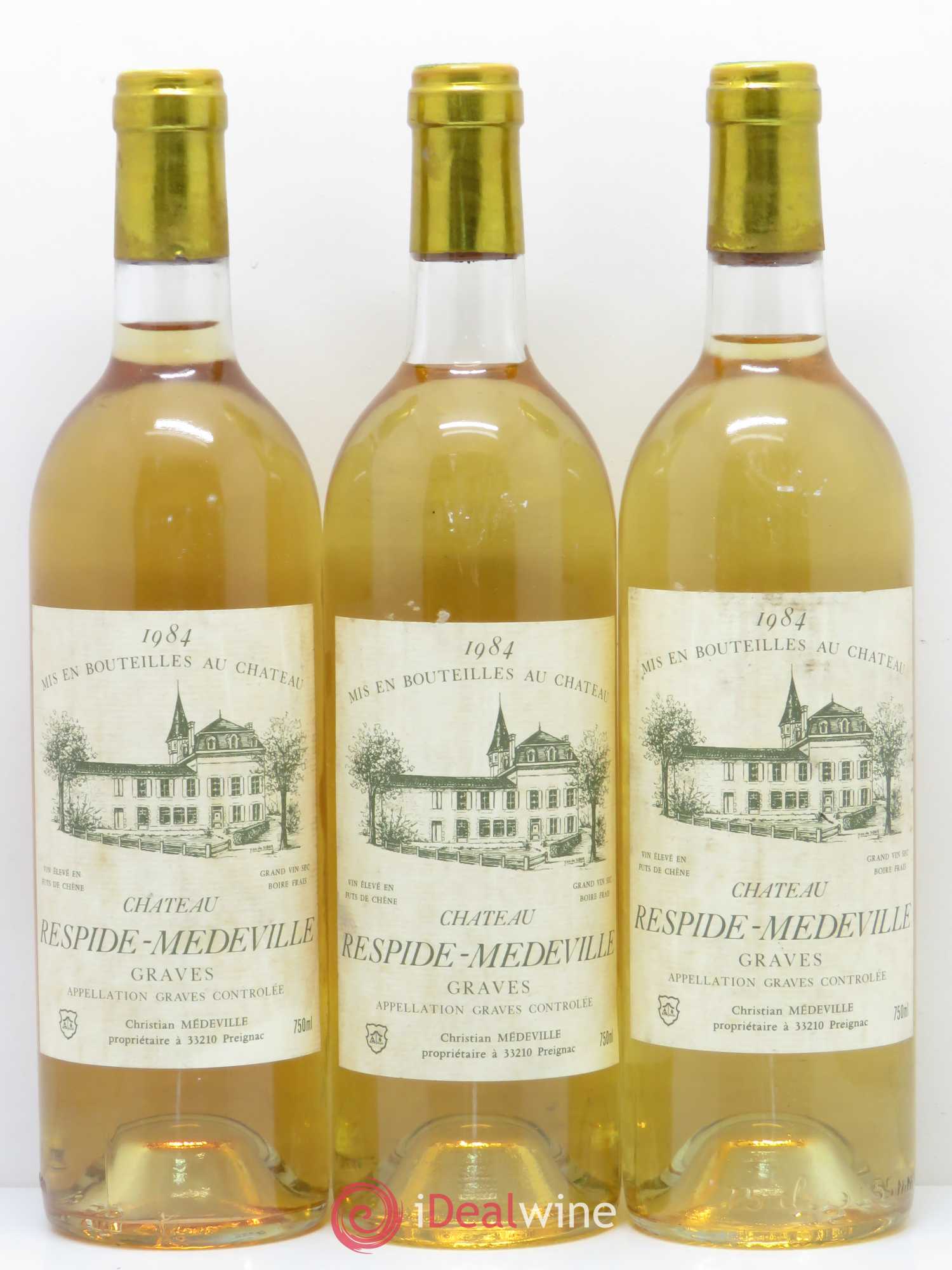 Château Respide Médeville 1984 - Lot de 3 bouteilles - 0