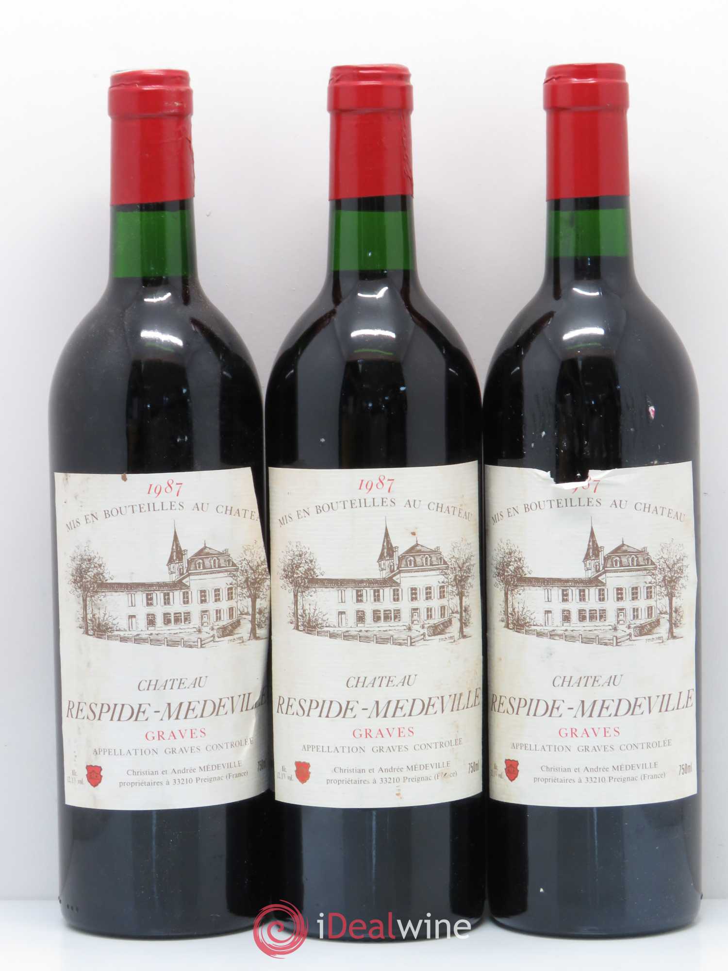 Château Respide Médeville 1987 - Lot de 5 bouteilles - 1