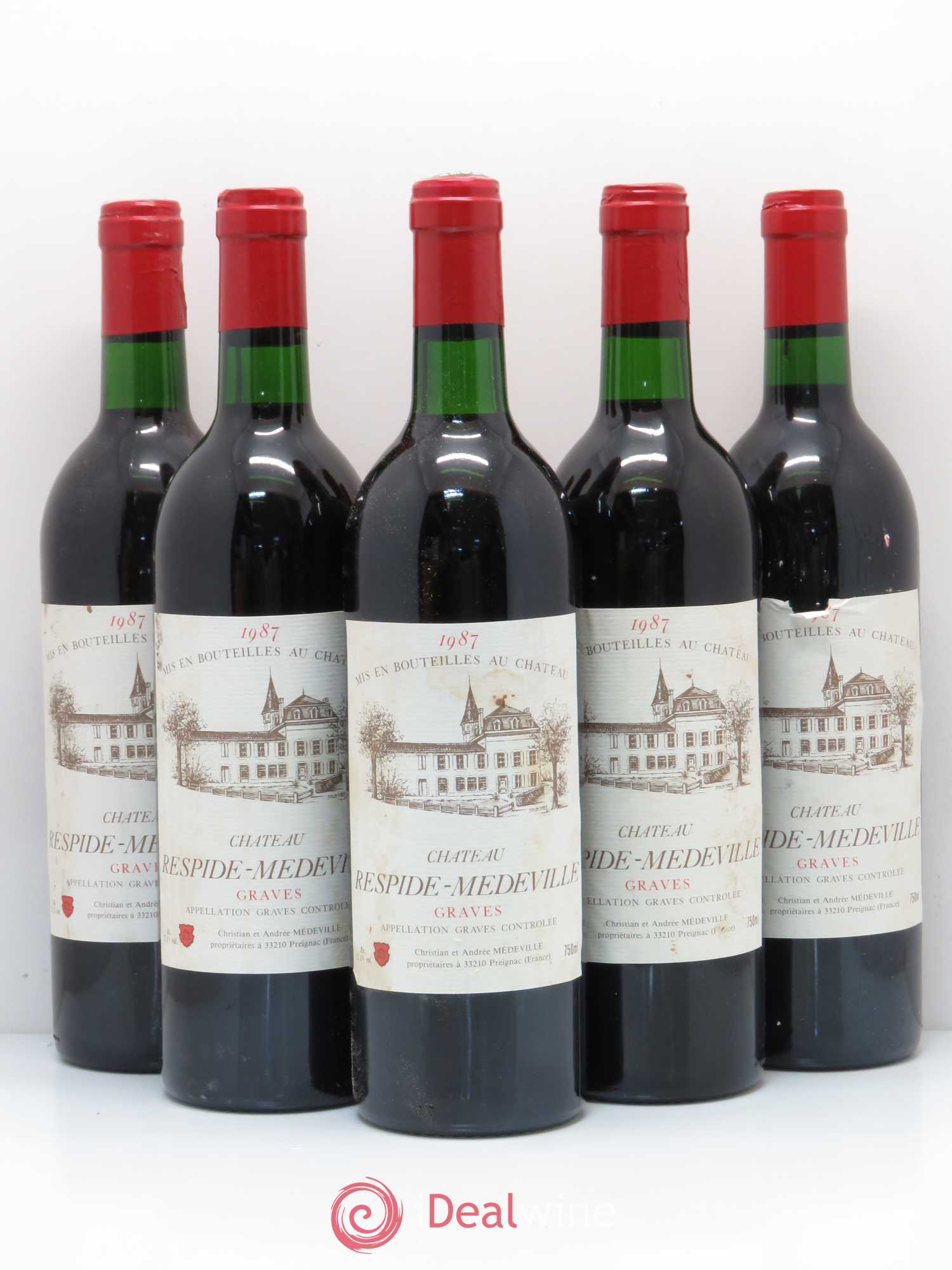Château Respide Médeville 1987 - Lot de 5 bouteilles - 0