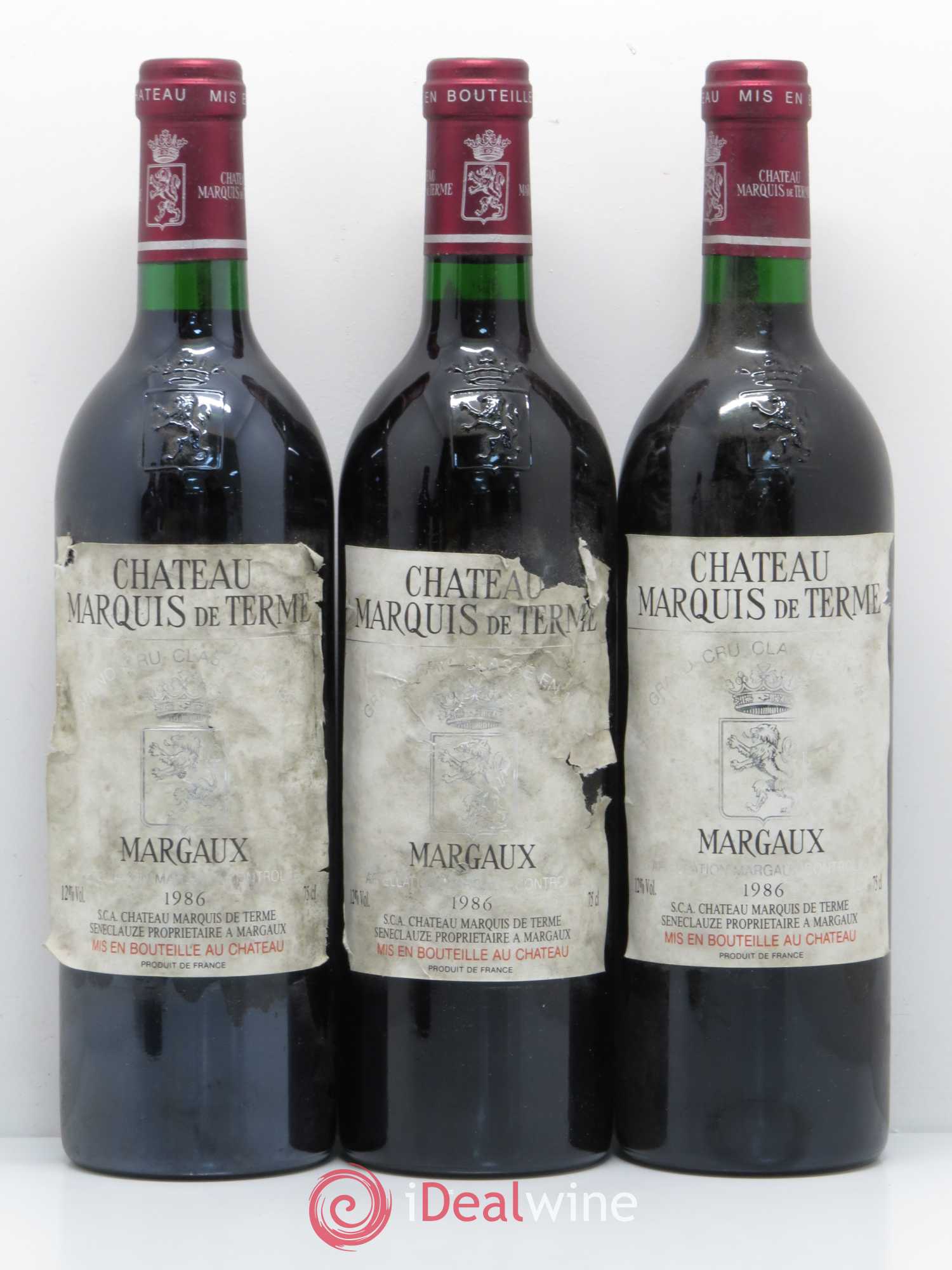 Château Marquis de Terme 4ème Grand Cru Classé 1986 - Lot de 5 bouteilles - 1