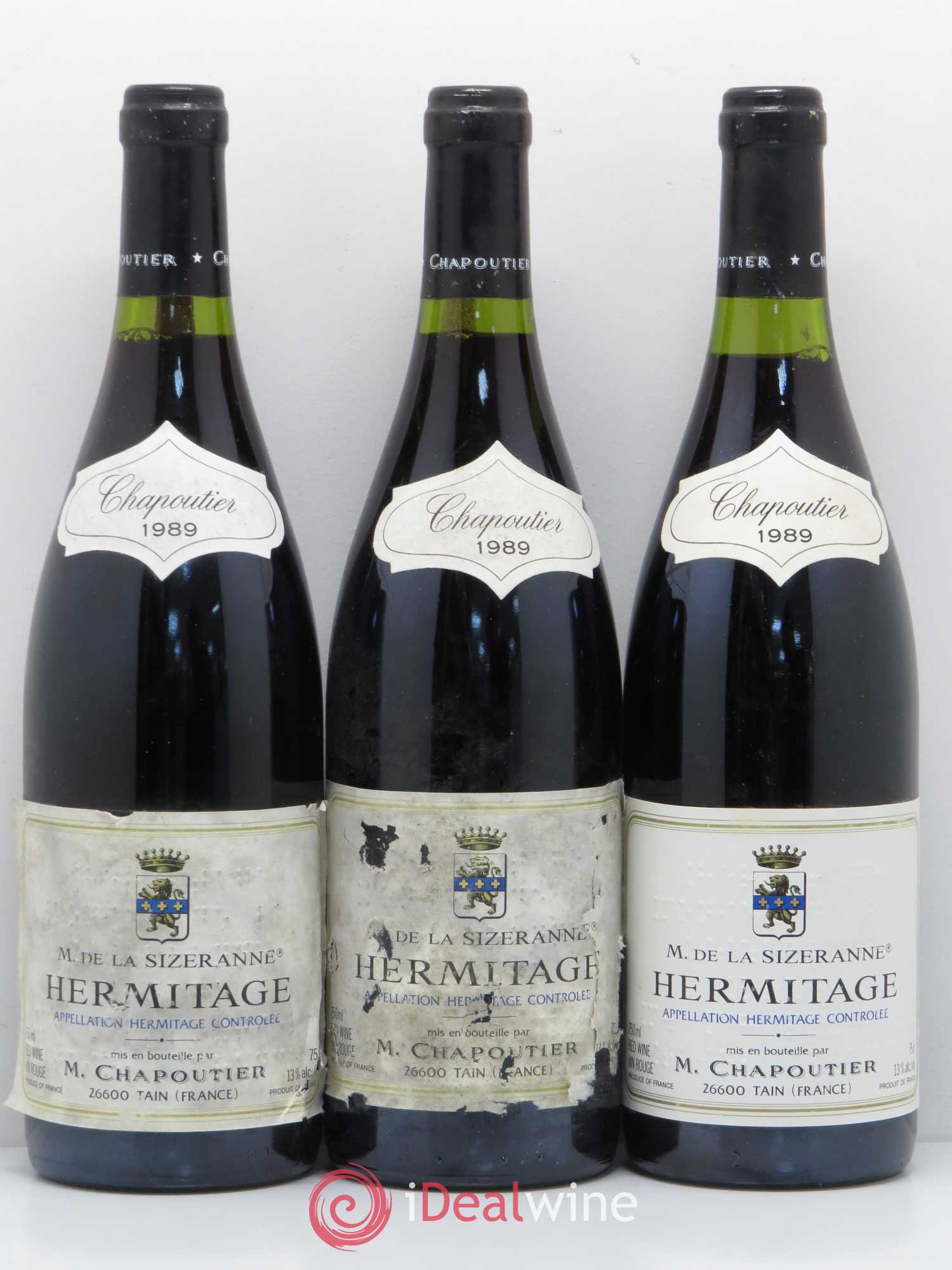 Hermitage Monier de La Sizeranne Chapoutier 1989 - Lot de 3 bouteilles - 0