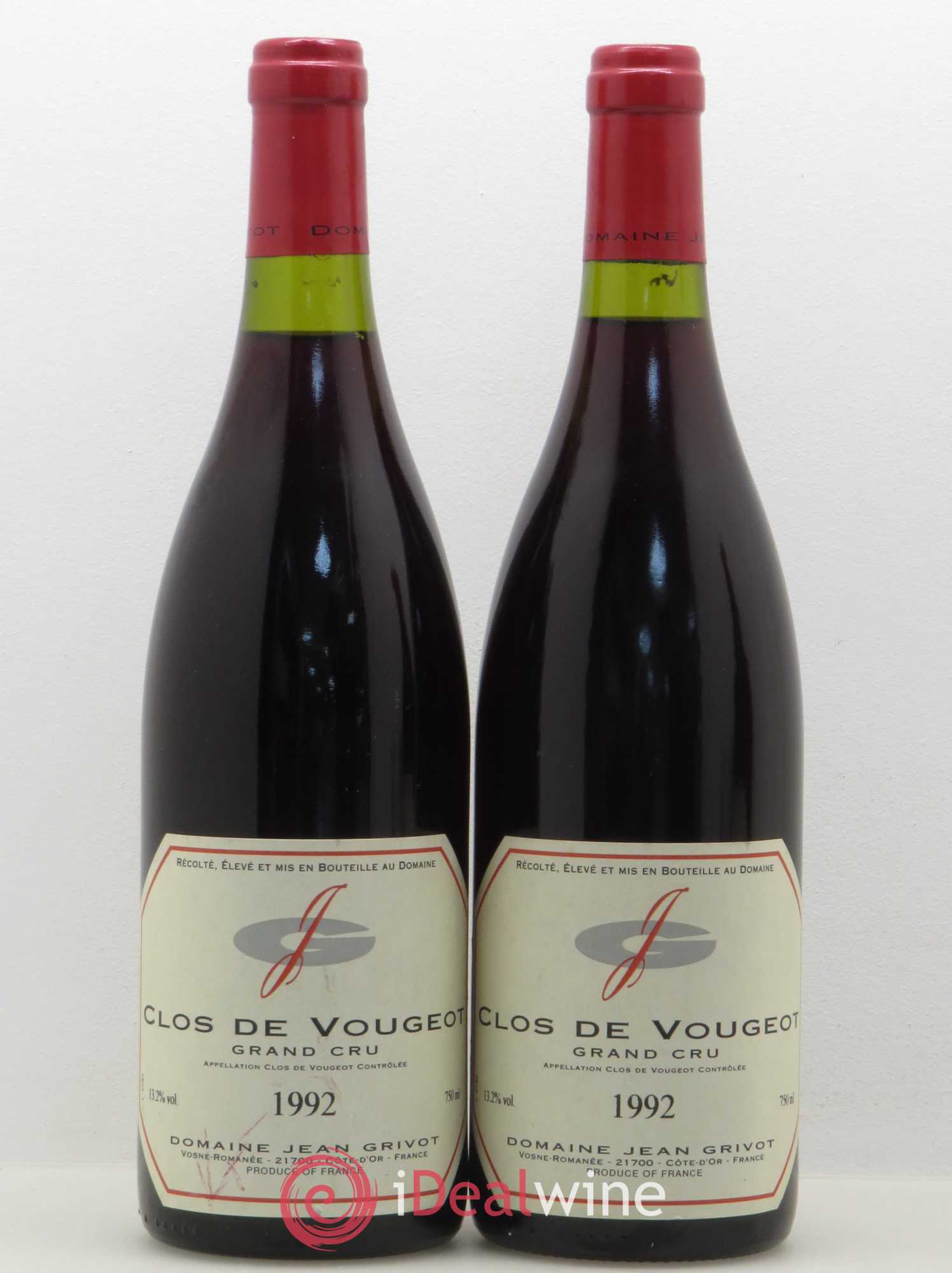 Clos de Vougeot Grand Cru Jean Grivot 1992 - Lot de 2 bouteilles - 0