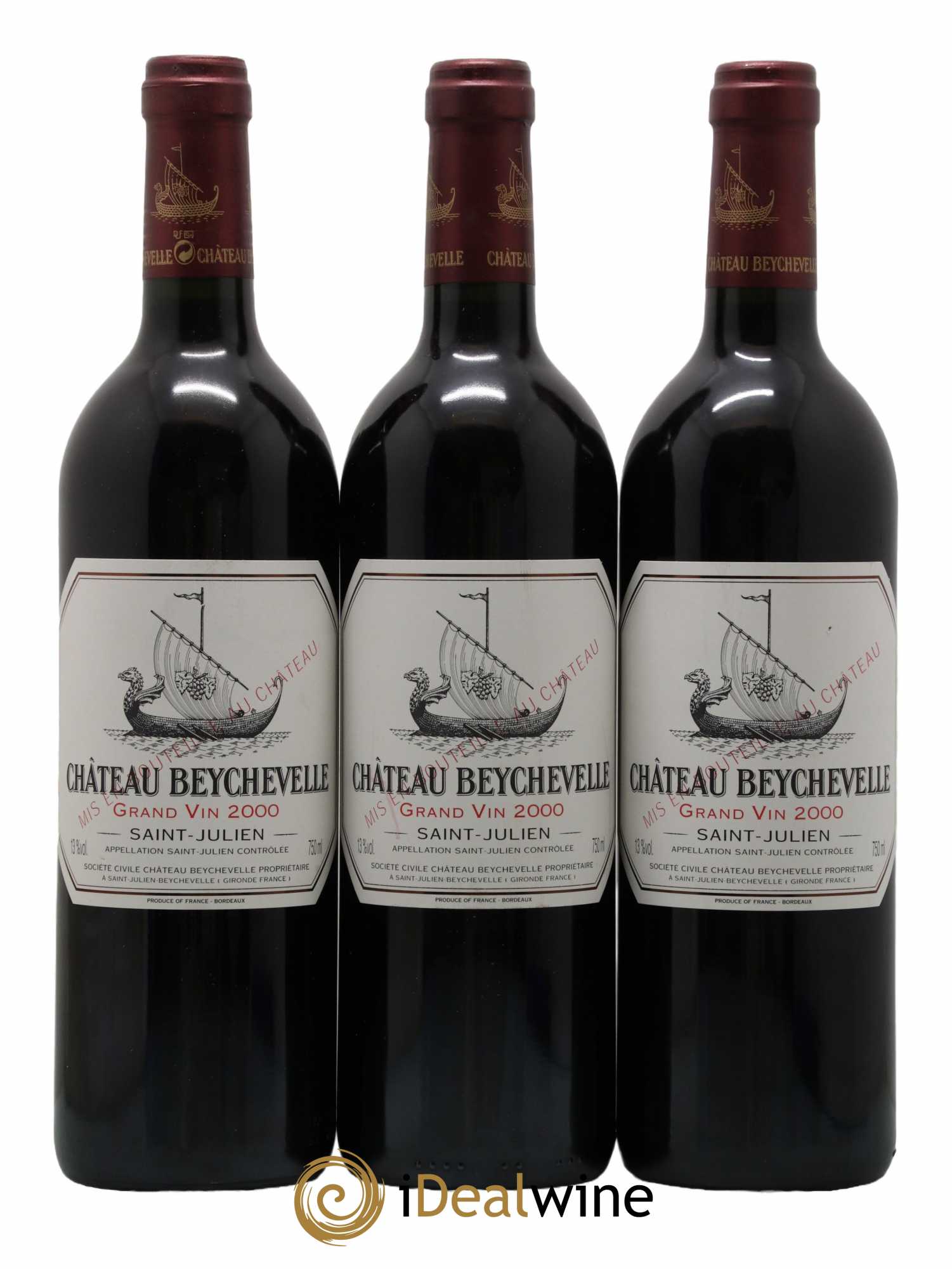 Château Beychevelle 4ème Grand Cru Classé 2000 - Lot de 3 bouteilles - 0
