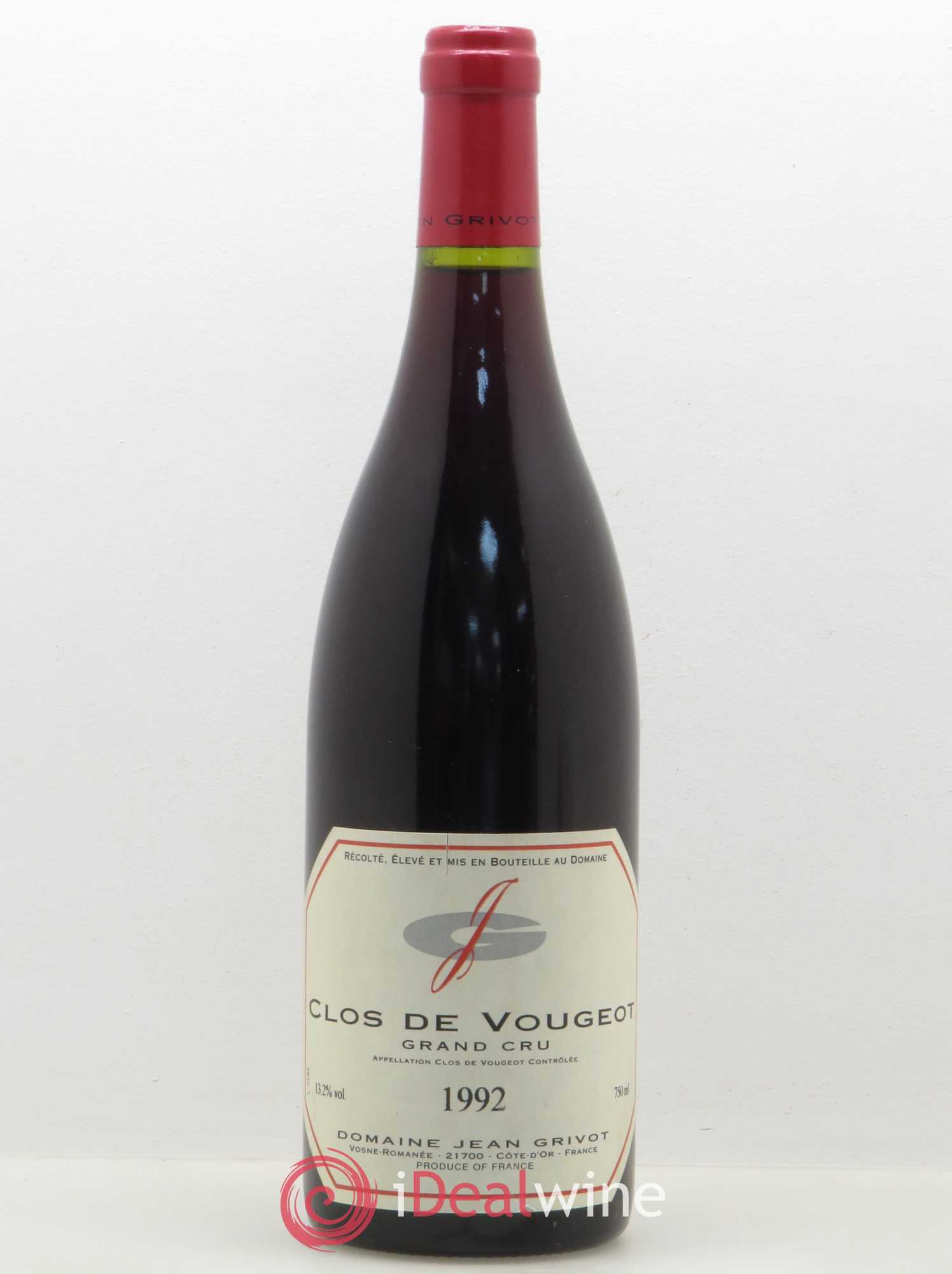 Clos de Vougeot Grand Cru Jean Grivot 1992 - Lot de 1 bouteille - 0