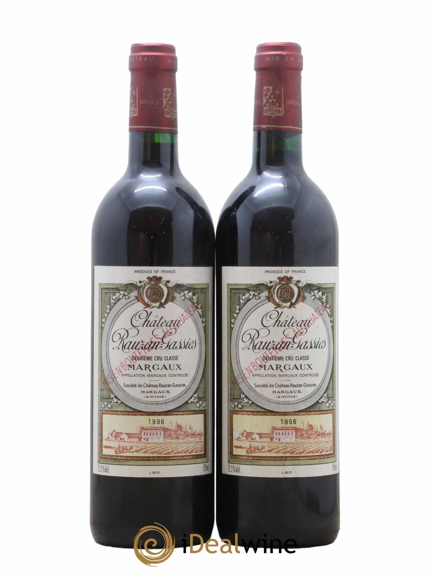 Château Rauzan-Gassies 2ème Grand Cru Classé 1996 - Lot de 2 bouteilles - 0