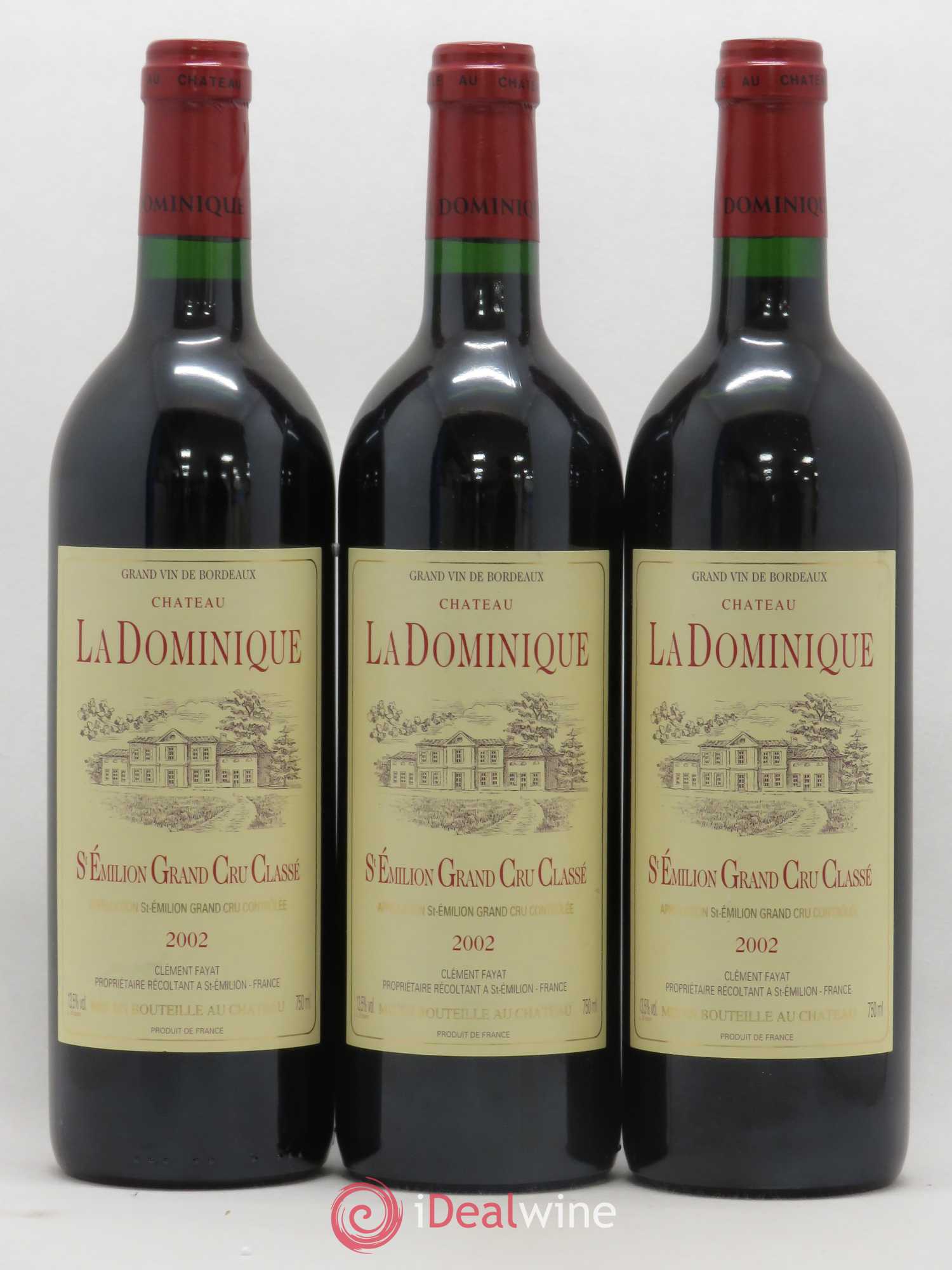 Château la Dominique Grand Cru Classé 2002 - Lot de 3 bouteilles - 0