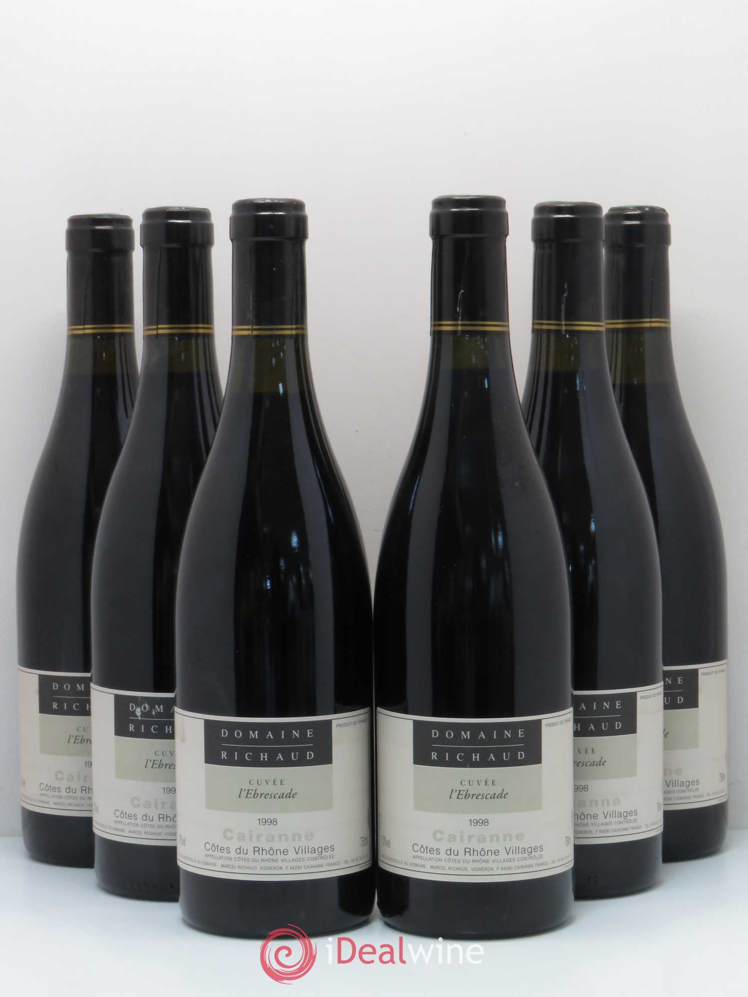 Cairanne Ebrescade Marcel Richaud 1998 - Lot de 6 bouteilles - 0