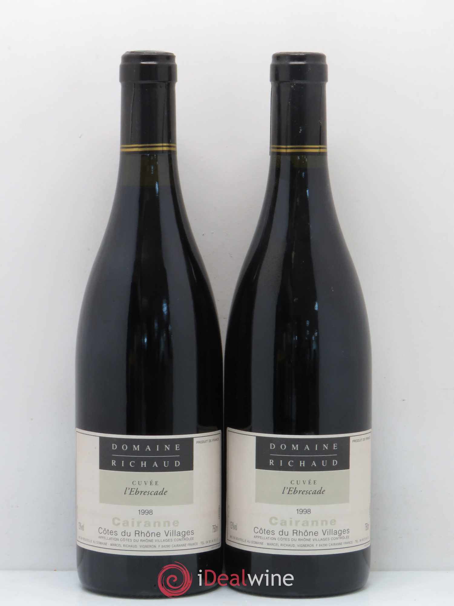 Cairanne Ebrescade Marcel Richaud 1998 - Lot de 2 bouteilles - 0