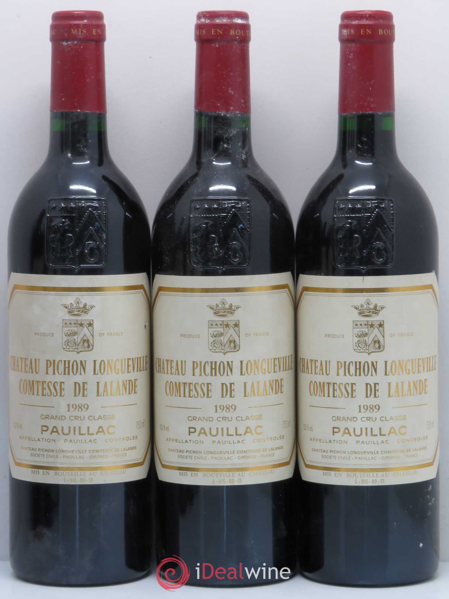 Château Pichon Longueville Comtesse de Lalande 2ème Grand Cru Classé Capsule négoce 1989 - Lot de 6 bouteilles - 1