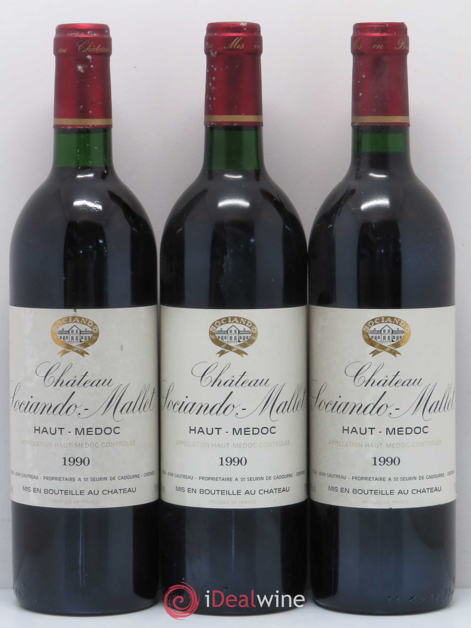 Château Sociando Mallet 1990 - Lot de 12 bouteilles - 1
