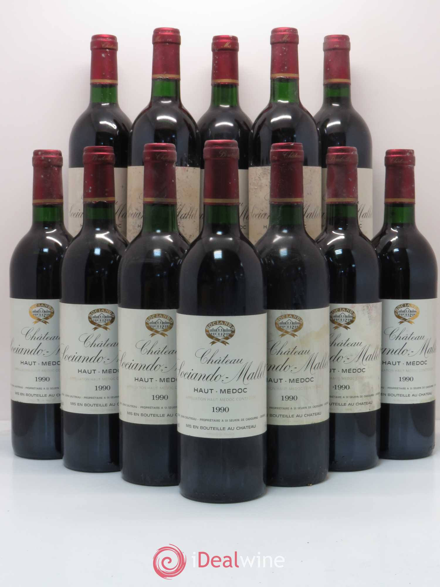 Château Sociando Mallet 1990 - Lot de 12 bouteilles - 0