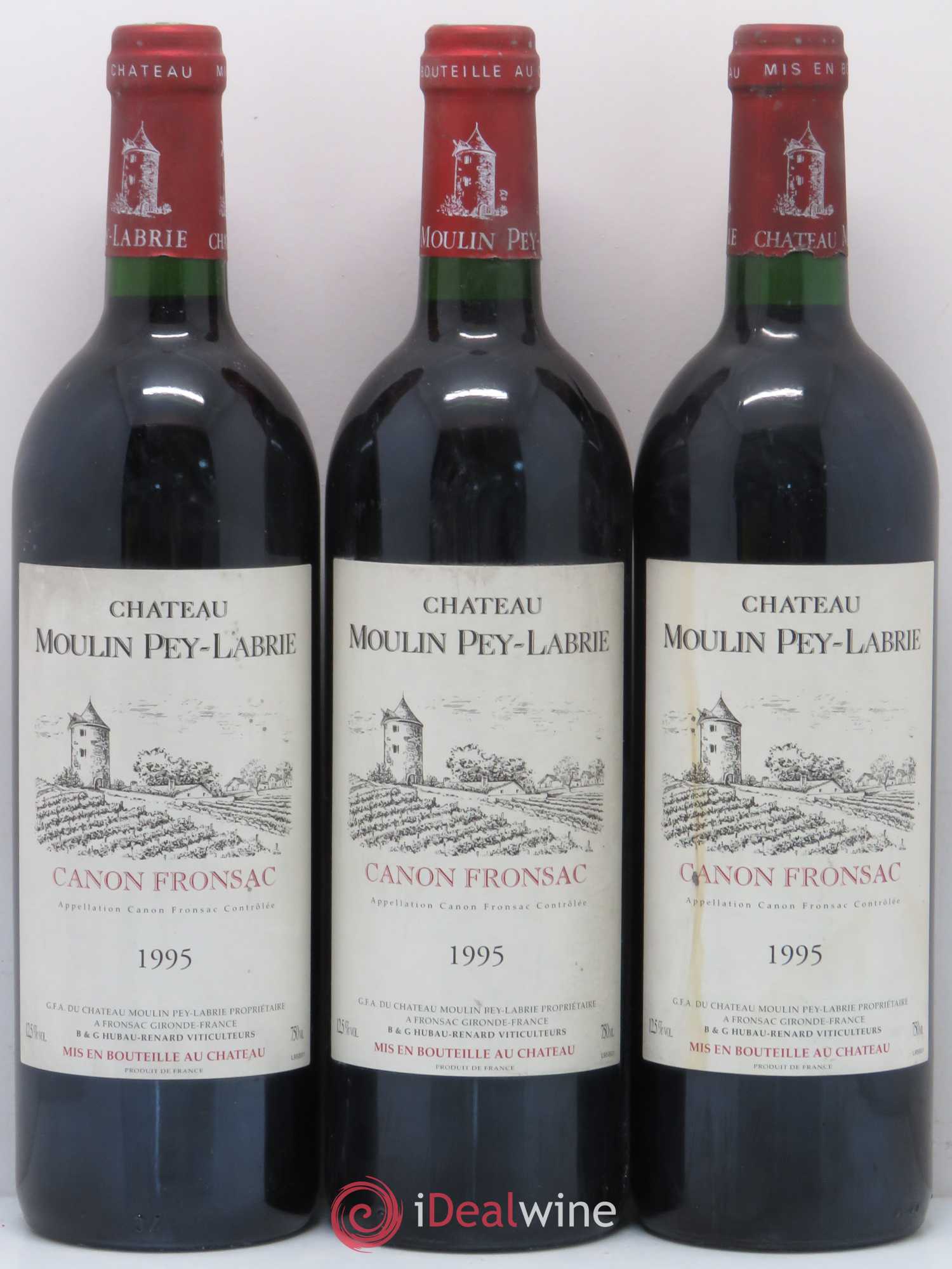Château Moulin Pey-Labrie 1995 - Lot de 3 bouteilles - 0