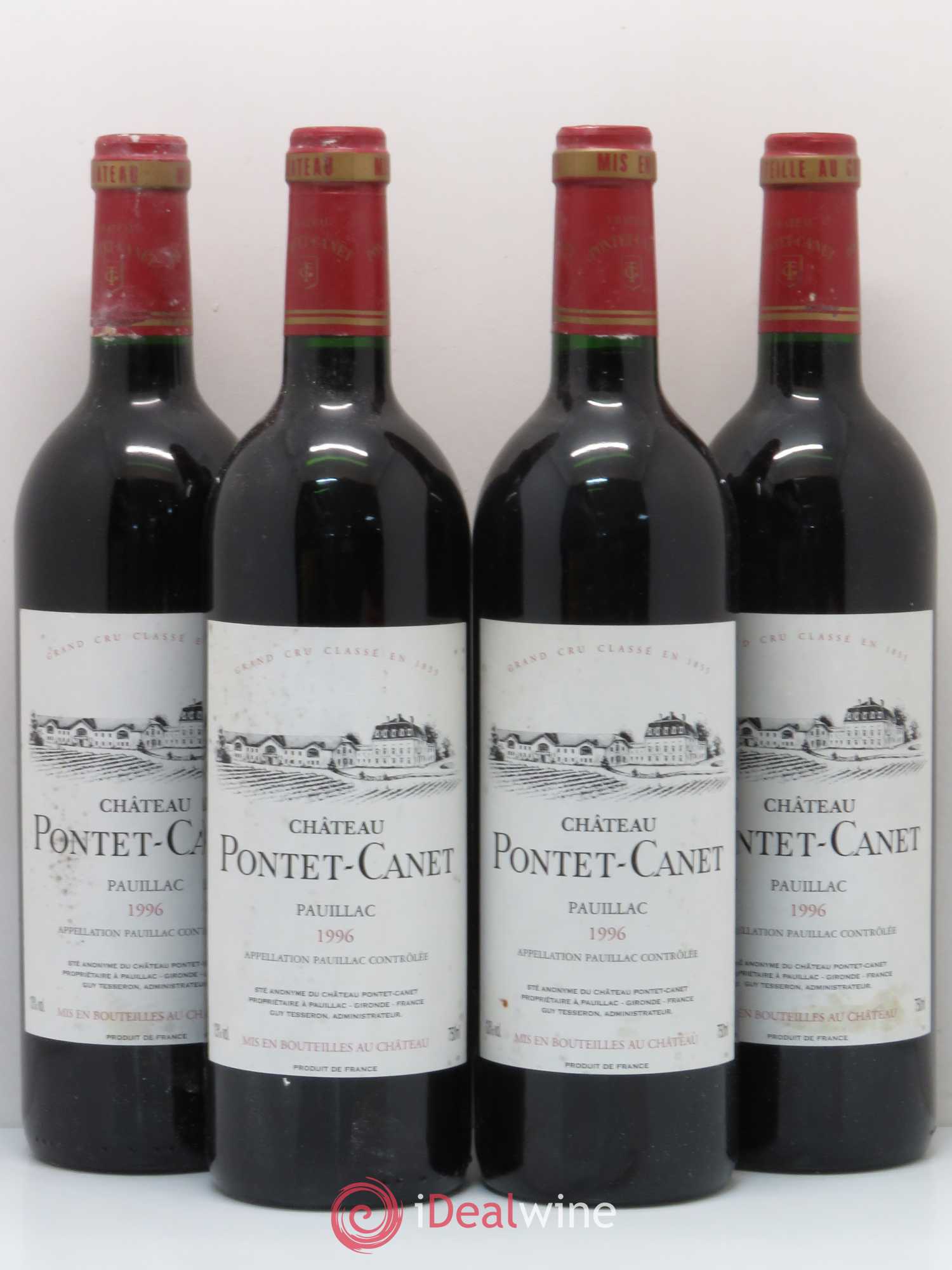 Château Pontet Canet 5ème Grand Cru Classé 1996 - Lot de 4 bouteilles - 0