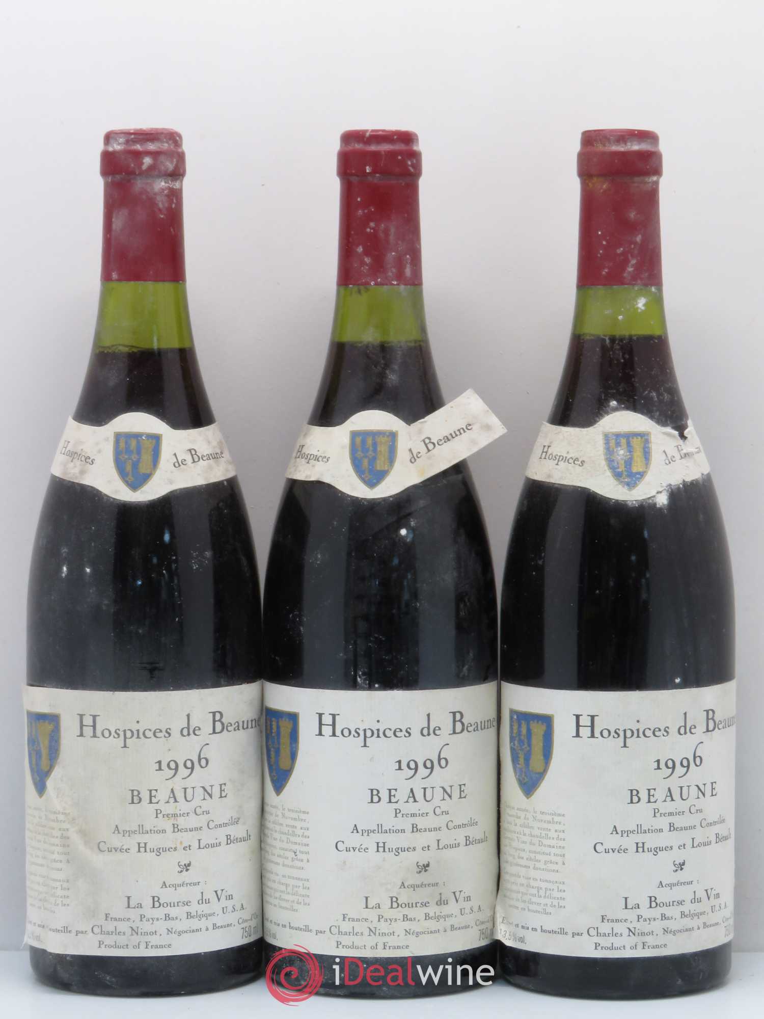 Beaune 1er Cru cuvée Hughes et Louis Betault Hospices de Beaune Château Ninot 1996 - Posten von 3 Flaschen - 0