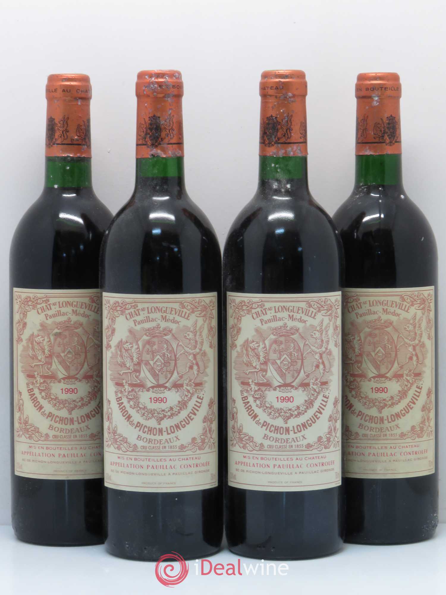 Pichon Longueville Baron 2ème Grand Cru Classé 1990 - Lot de 4 bouteilles - 0