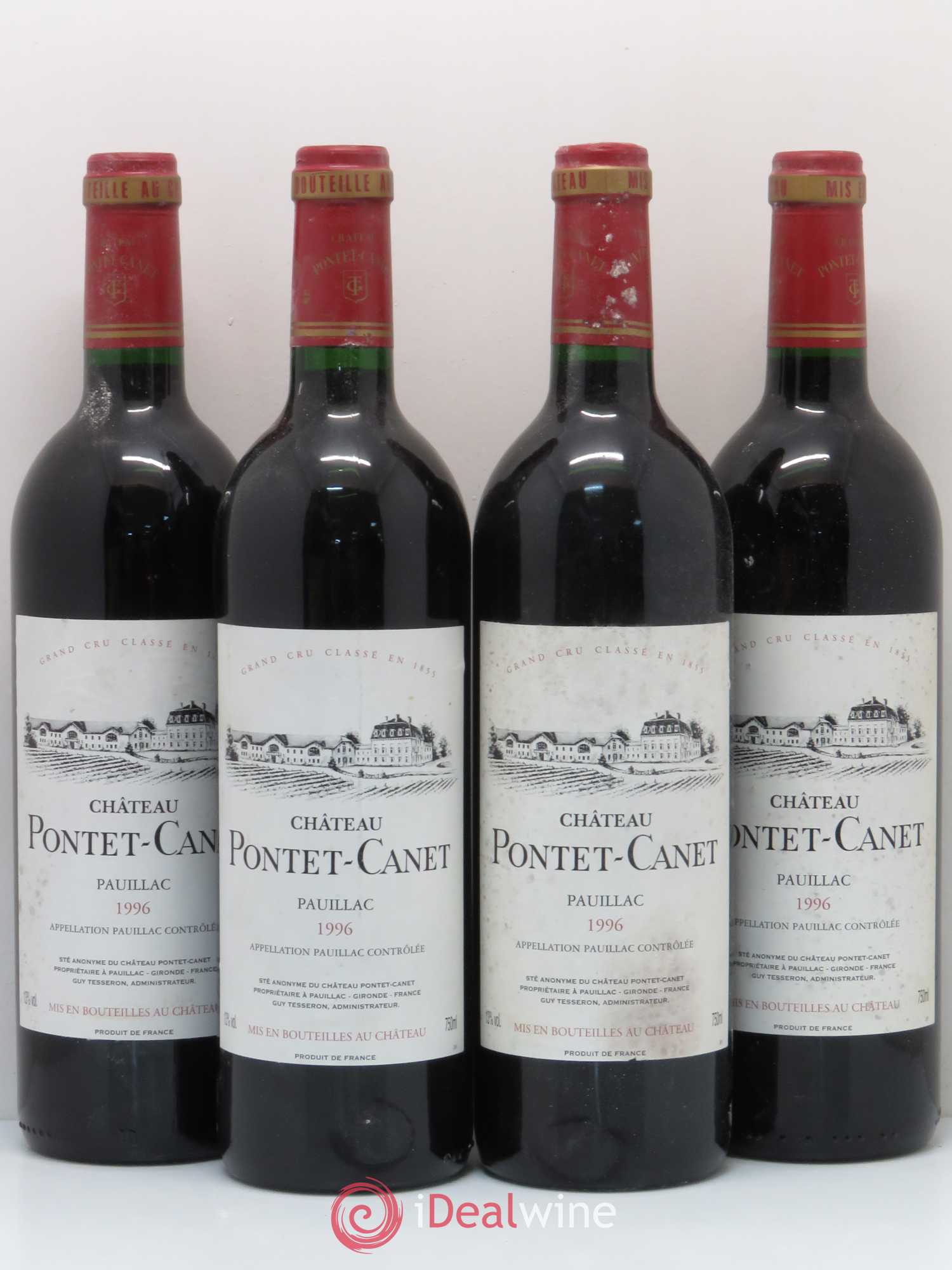 Château Pontet Canet 5ème Grand Cru Classé 1996 - Lot de 4 bouteilles - 0