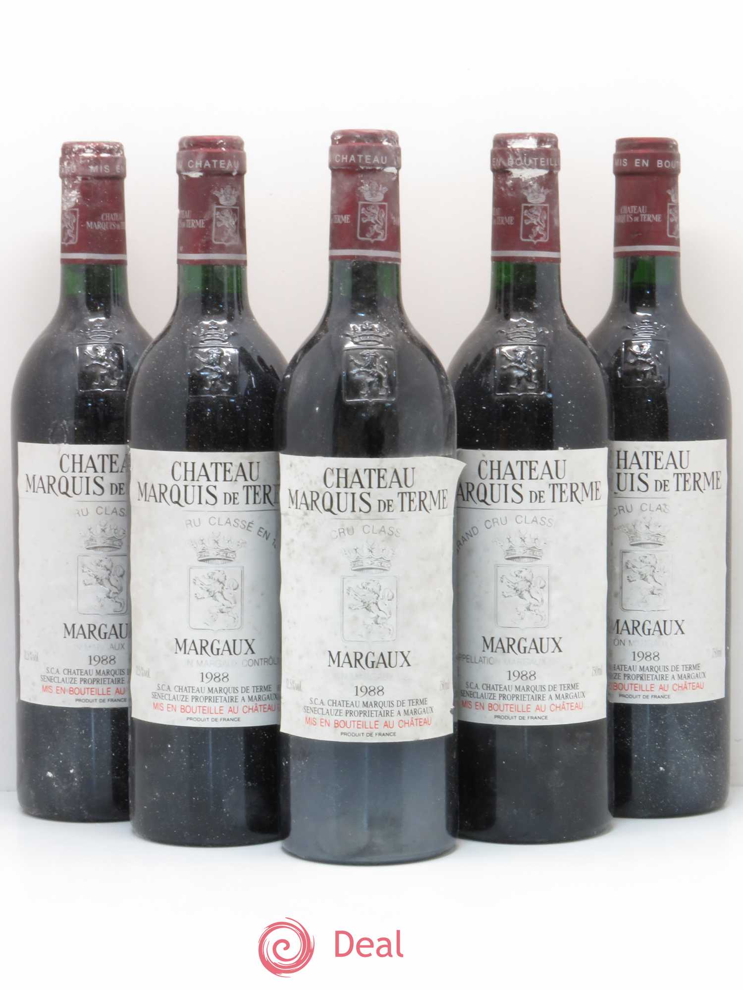 Château Marquis de Terme 4ème Grand Cru Classé 1988 - Lot de 5 bouteilles - 0