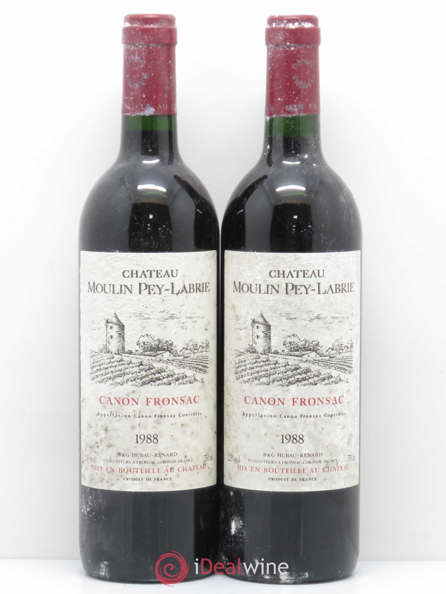 Canon-Fronsac Château Moulin Pey-Labrie 1988 - Lot de 2 bouteilles - 0