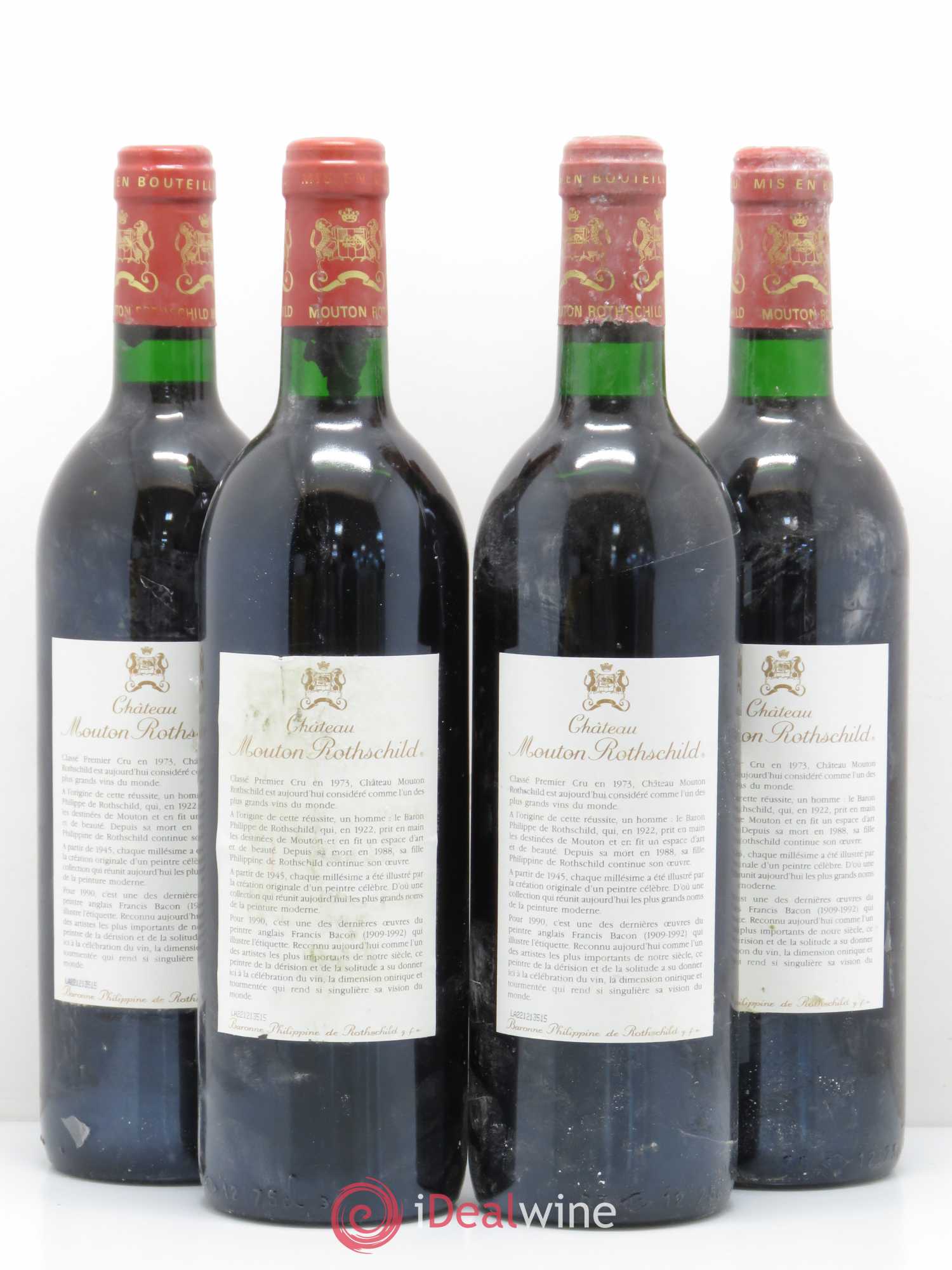 Château Mouton Rothschild 1er Grand Cru Classé 1990 - Lot de 4 bouteilles - 1