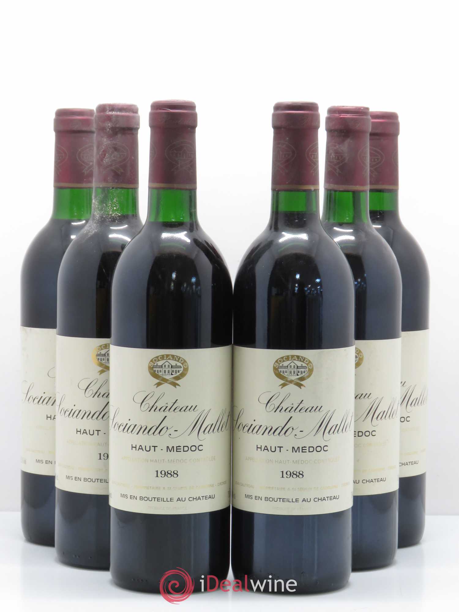 Château Sociando Mallet 1988 - Lot de 6 bouteilles - 0