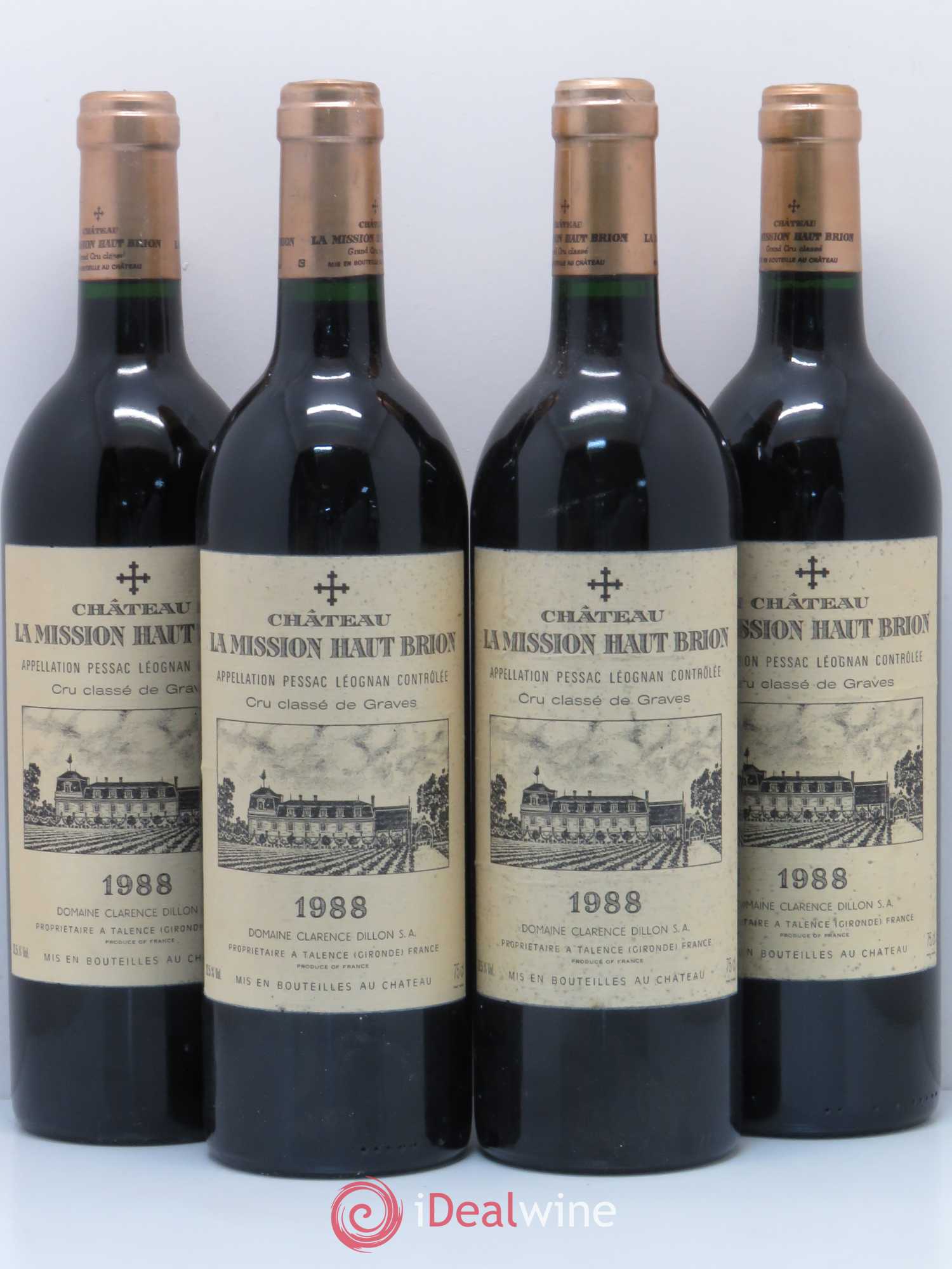 Château la Mission Haut-Brion Cru Classé de Graves 1988 - Lot de 4 bouteilles - 0