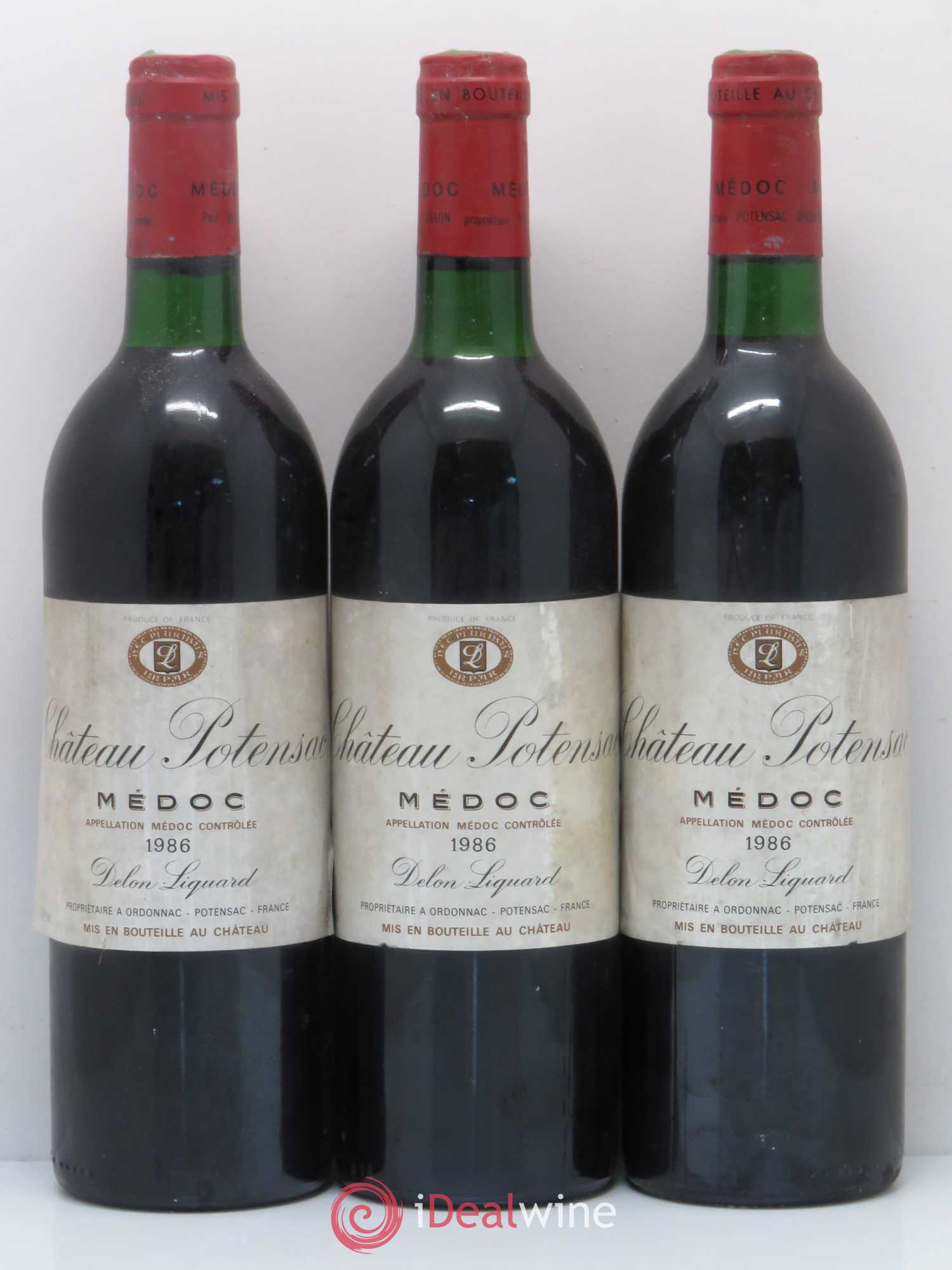 Château Potensac 1986 - Lot de 3 bouteilles - 0