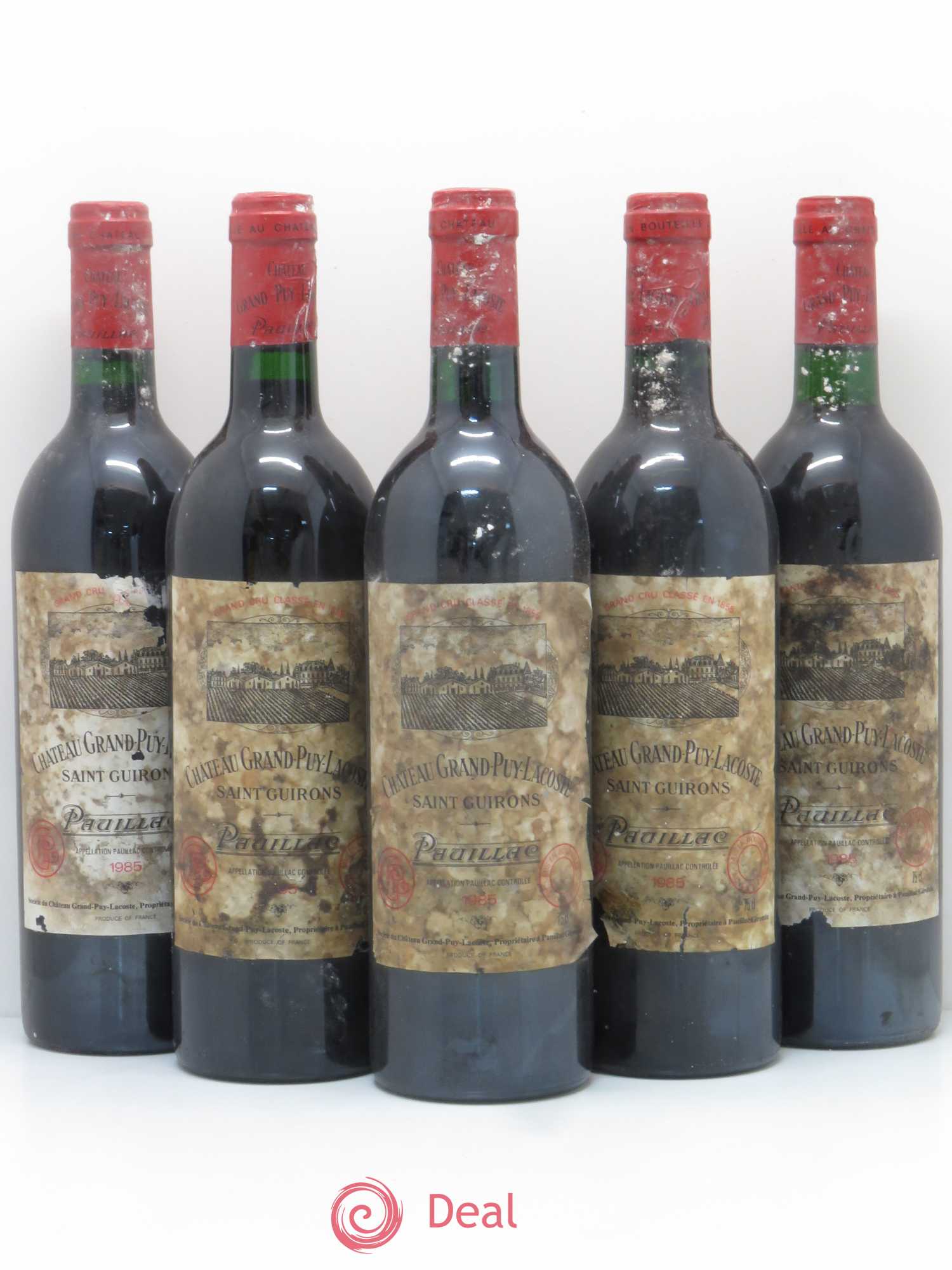 Château Grand Puy Lacoste 5ème Grand Cru Classé 1985 - Lot de 5 bouteilles - 0