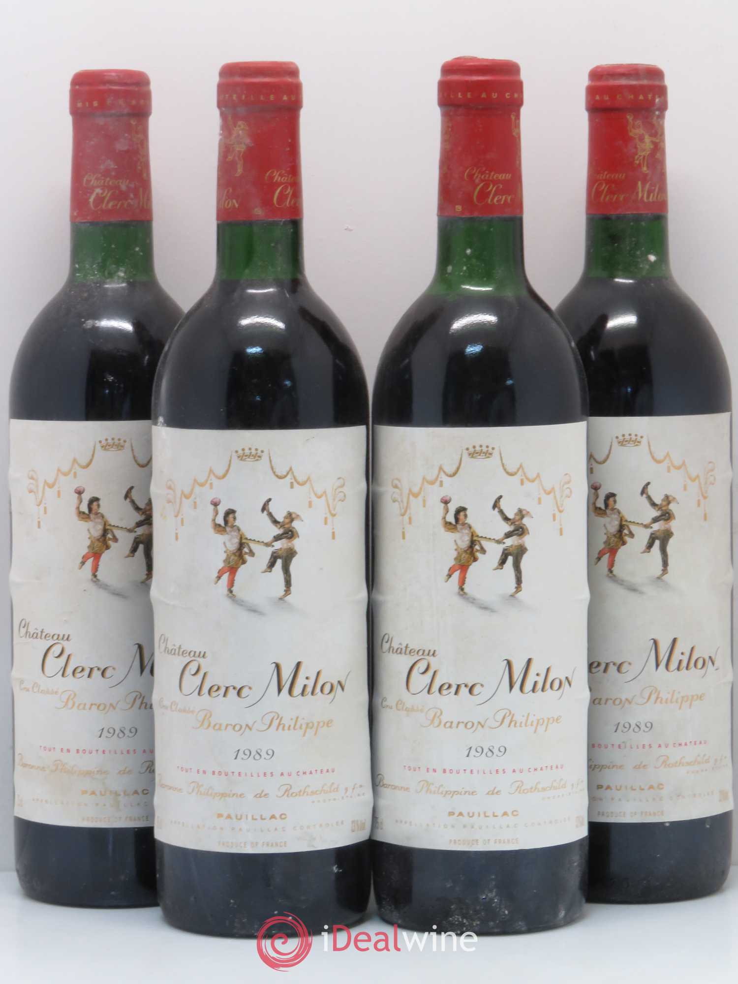 Château Clerc Milon 5ème Grand Cru Classé 1989 - Lot de 4 bouteilles - 0