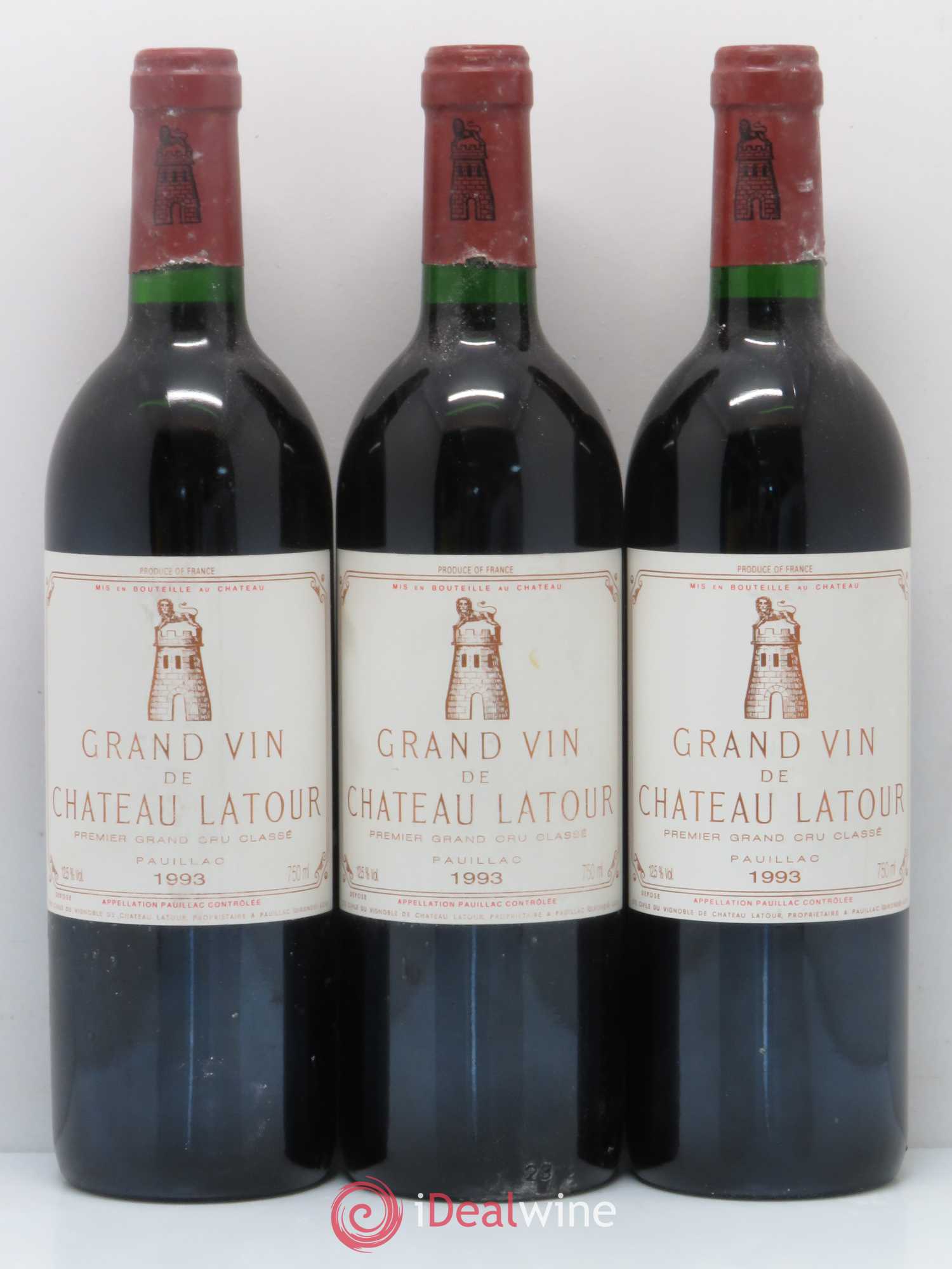 Château Latour 1er Grand Cru Classé 1993 - Lot de 3 bouteilles - 0