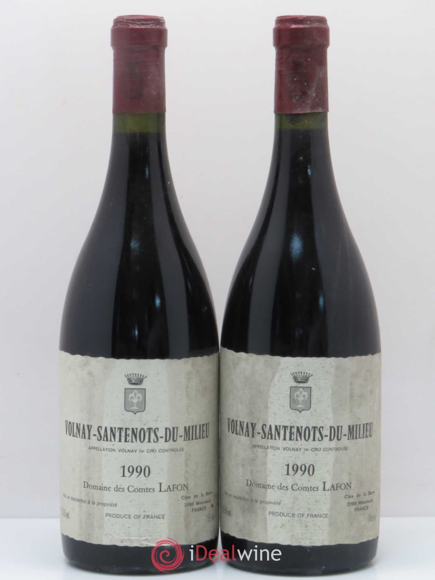 Volnay 1er Cru Santenots du Milieu Comtes Lafon (Domaine des) 1990 - Lot de 2 bouteilles - 0