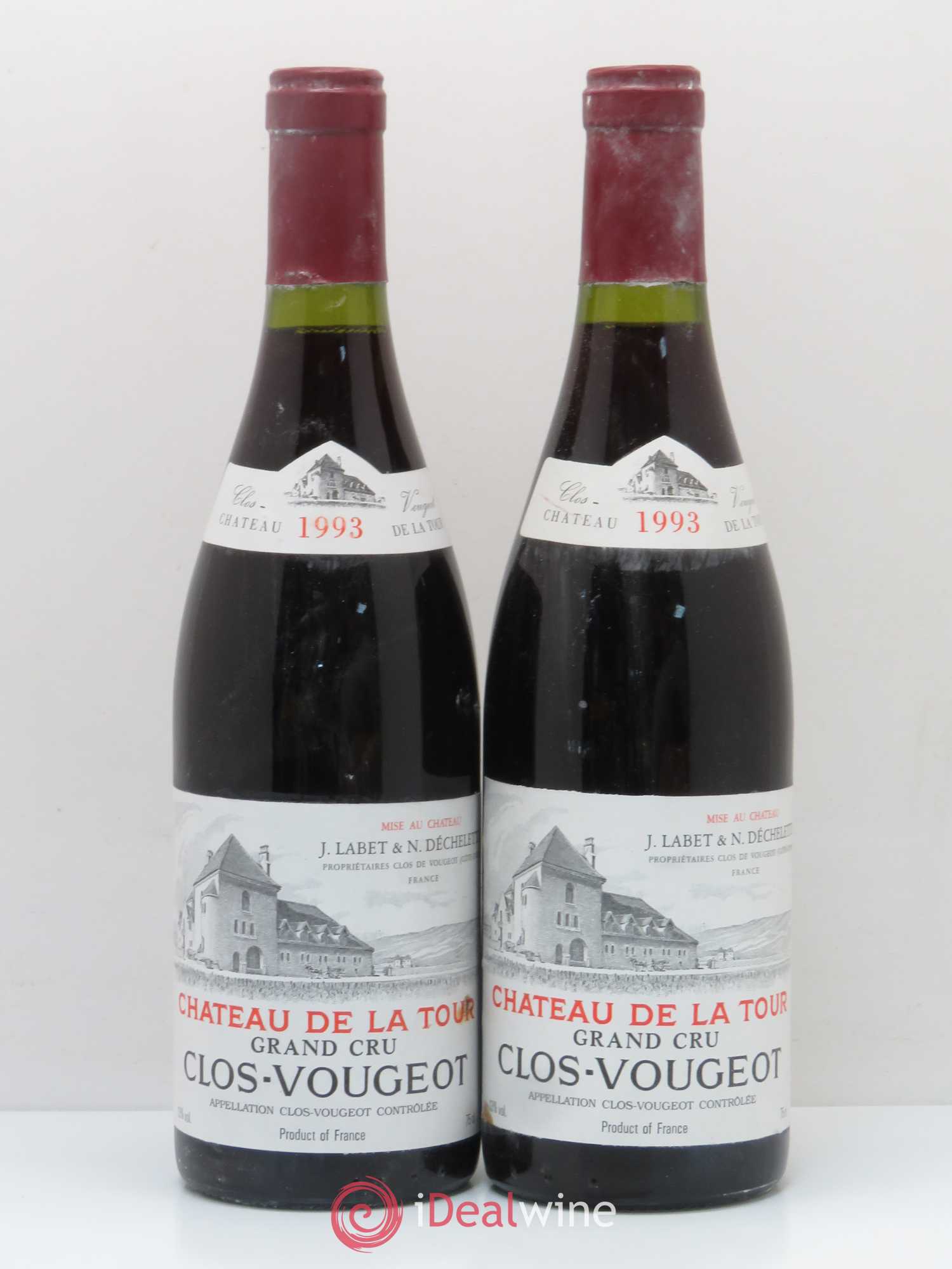 Clos de Vougeot Grand Cru Château de La Tour Labet Dechelette 1993 - Posten von 2 Flaschen - 0