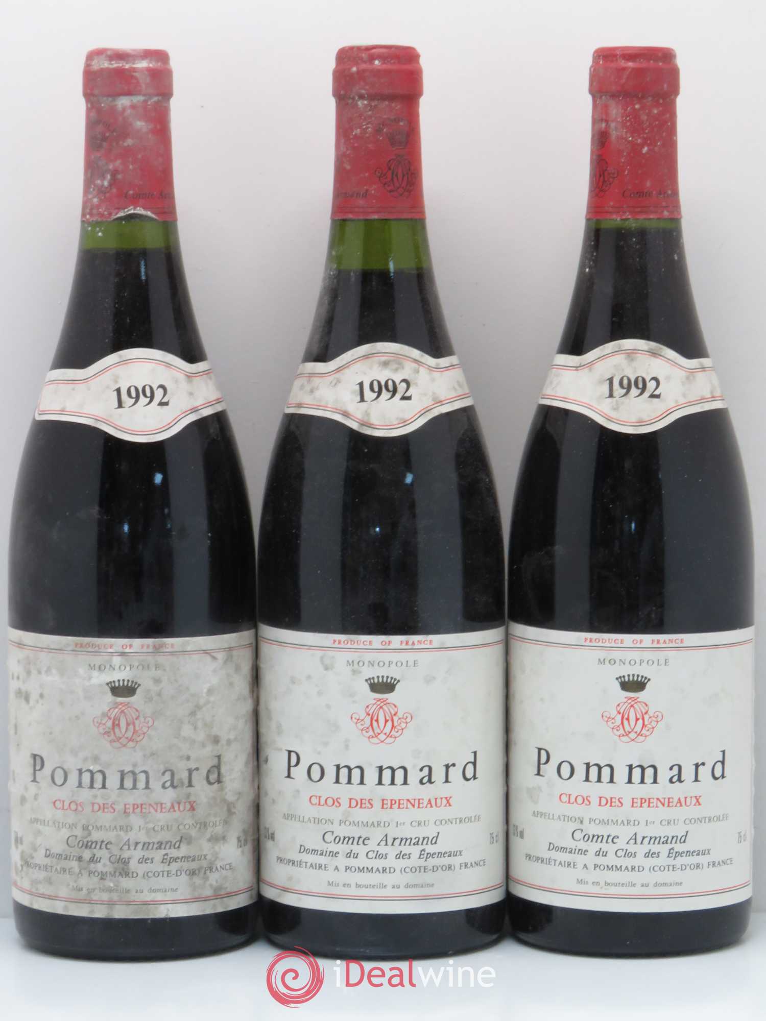 Pommard 1er Cru Clos des Epeneaux Comte Armand 1992 - Lot de 3 bouteilles - 0