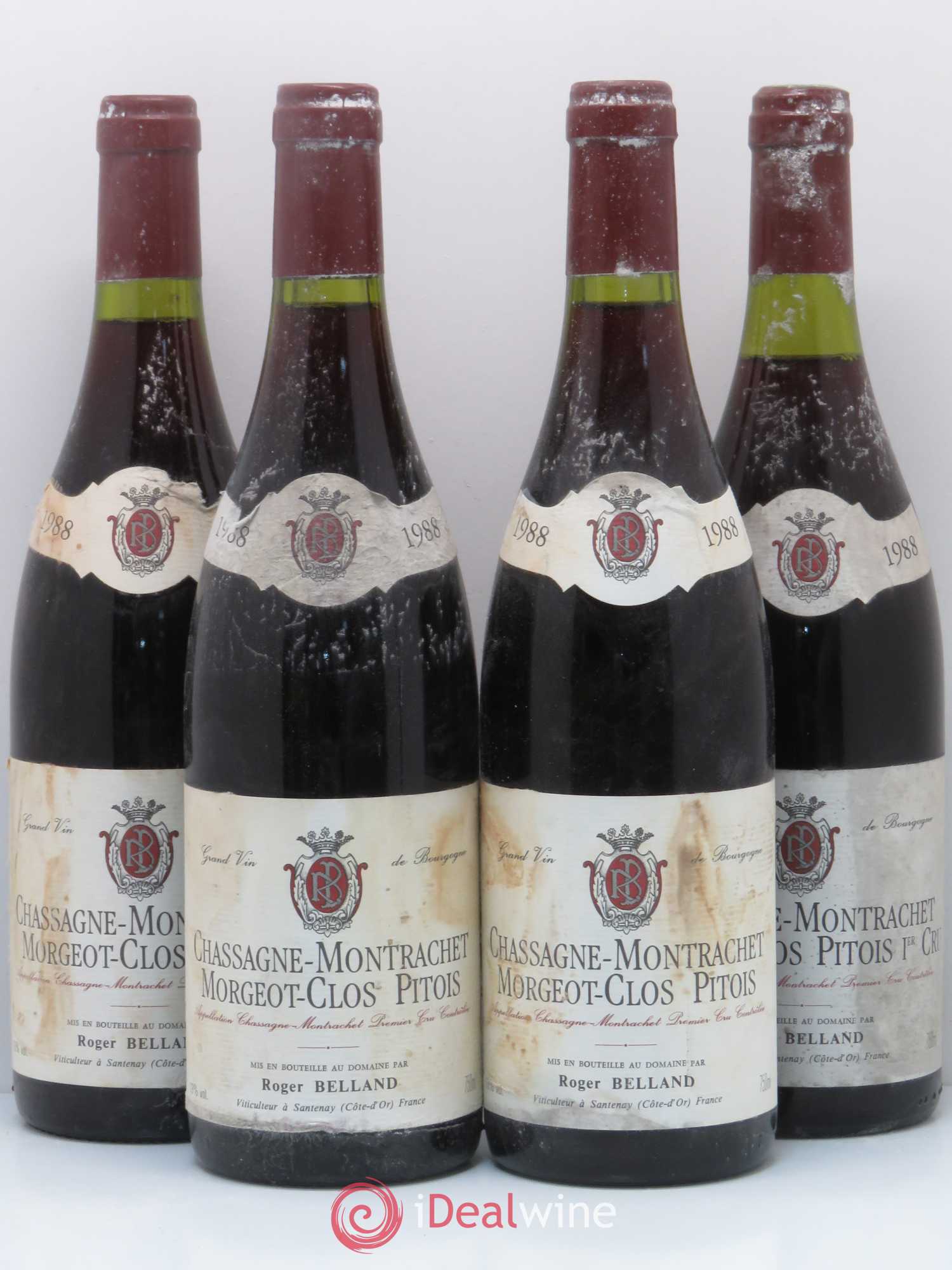 Chassagne-Montrachet 1er Cru Morgeot Clos Pitois Domaine R. Belland 1988 - Lot de 4 bouteilles - 0