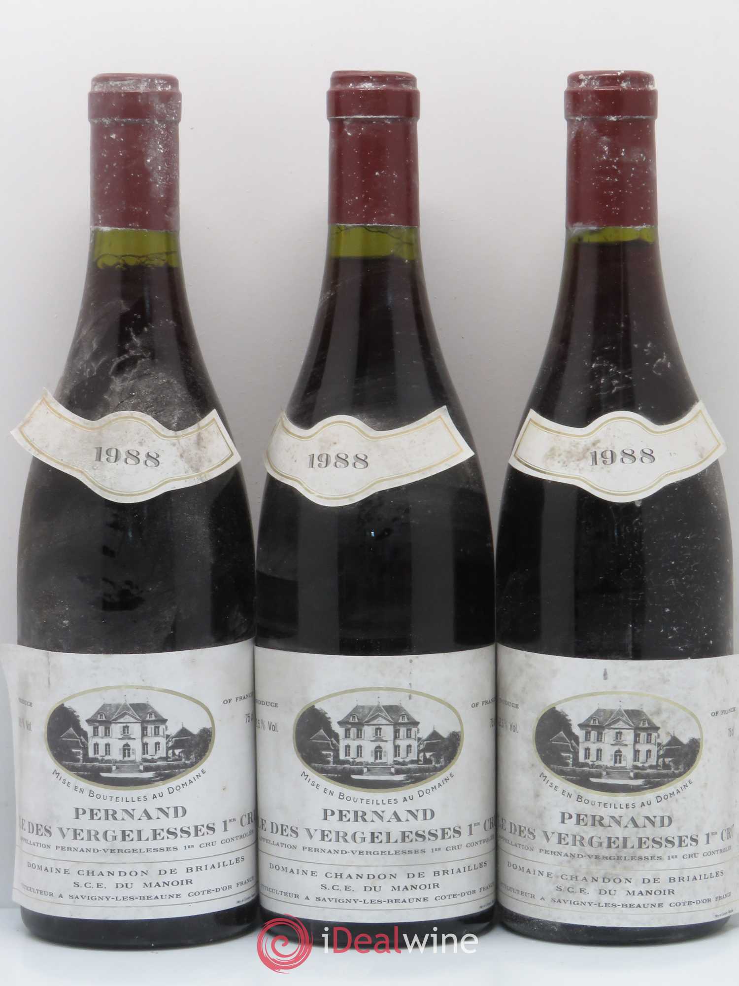 Pernand-Vergelesses 1er Cru Ile des Vergelesses Chandon de Briailles 1988 - Posten von 3 Flaschen - 0