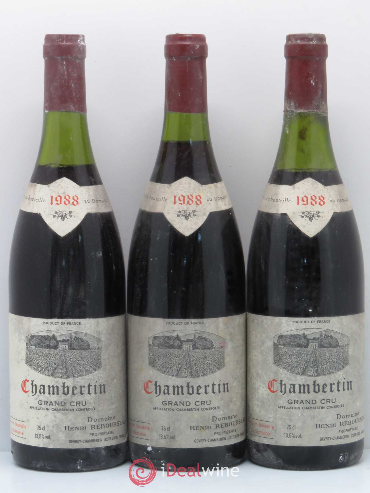 Chambertin Grand Cru Henri Rebourseau 1988 - Lot de 3 bouteilles - 0